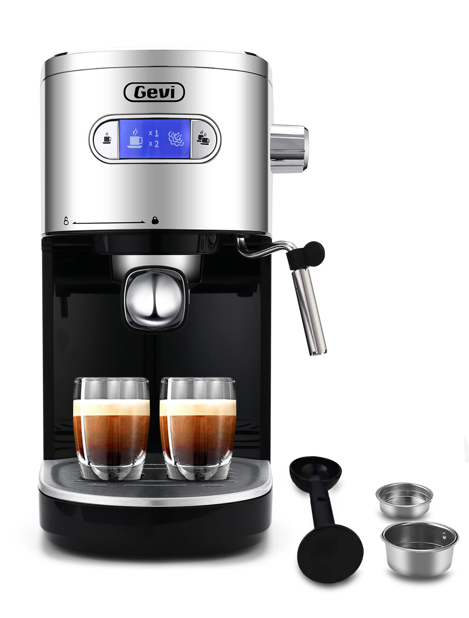 Gevi 20 Bar Espresso Machine with Milk Frother - Fast Heating Cappuccino Maker for Espresso, Latte & Mocha - 1.2L Water Tank, 1350W, Black - Perfect for Home Coffee Bar & Office Use