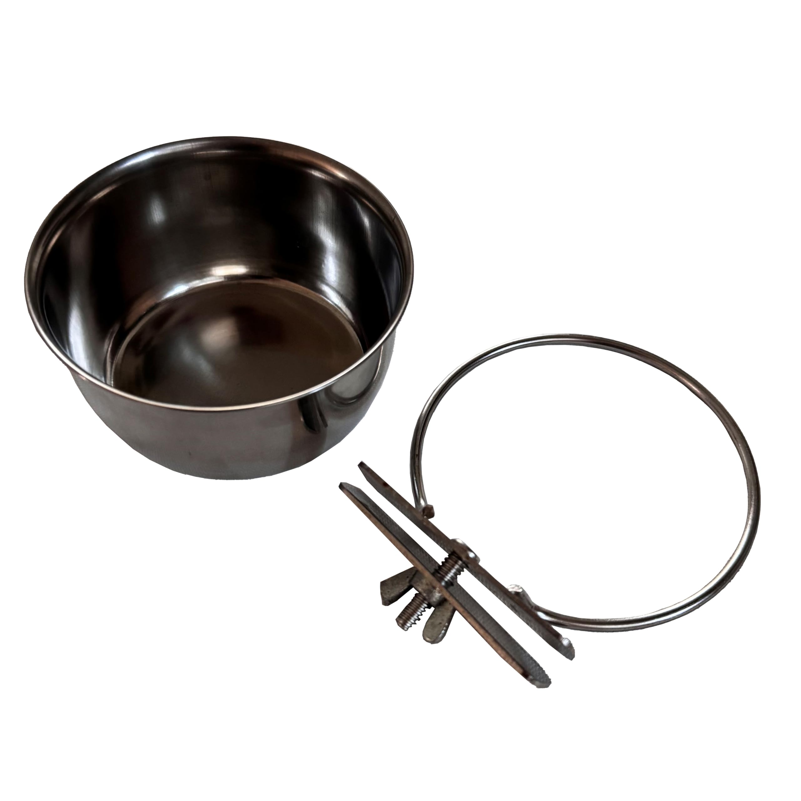**SPOT Coop Cup Bolt Clamp - Stainless Steel Hanging Bowl for Crates | Removable, Chew-Proof Pet Feeding Dish | Ideal for Birds, Parrots, Rabbits, Ferrets & Reptiles | 1.25 Cups (10 Oz) | Perfect for Cages, Travel & Outdoor Use**