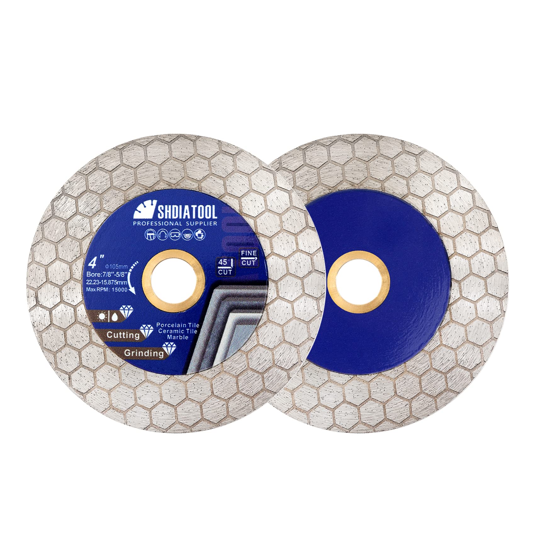 4-Inch Diamond Saw Blade (105mm) - 2-Pack Premium Tile Cutting Wheel for Porcelain, Ceramic, Granite & Marble - Angle Grinder Disc for Stone Cutting & Grinding - Perfect for Home Renovation & DIY Projects