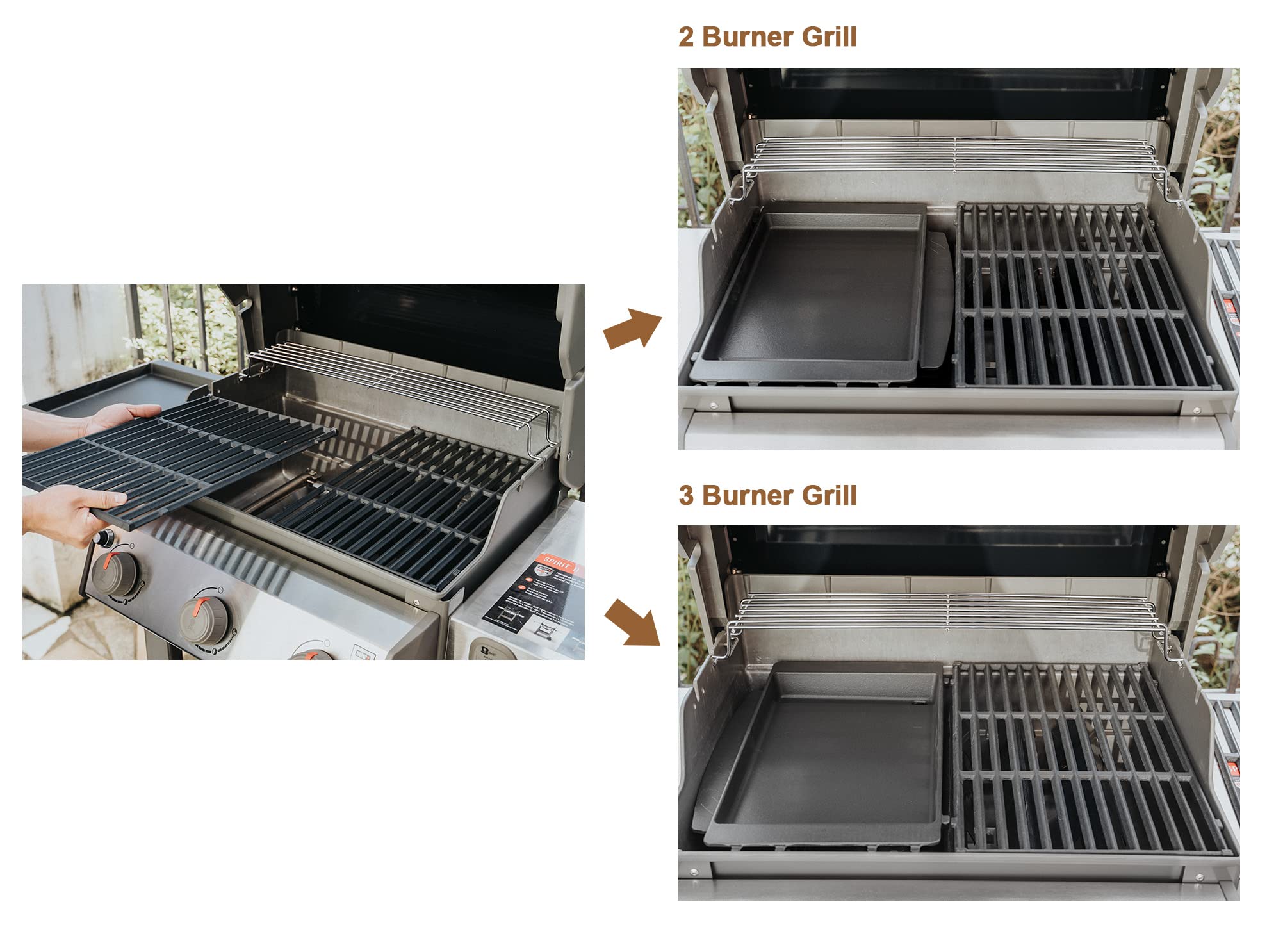 Onlyfire 7658 Cast Iron Grill Griddle Replacement for Weber Spirit & Spirit II 200-300 Series Gas Grills - Heavy Duty Griddle Plate for Searing, Pancakes & Outdoor Cooking (1 Pack)