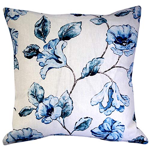 Blue Lily Linen Throw Pillow 20x20 - Soft Decorative Cushion for Sofa, Bed & Home Décor