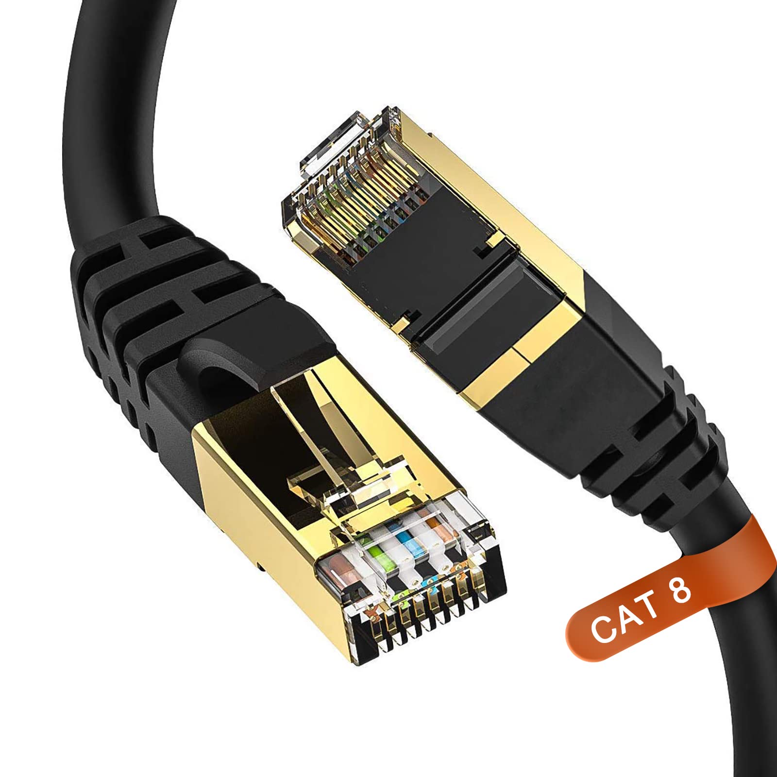 High-Speed Cat 8 Ethernet Cable 100ft - Indoor/Outdoor Waterproof LAN Network Cable for Gaming, Streaming & Office - Faster Than Cat5e/Cat6/Cat7 - Compatible with Router, Modem, PC, PS5, Xbox - Perfect for Home, Office & Gaming Setup