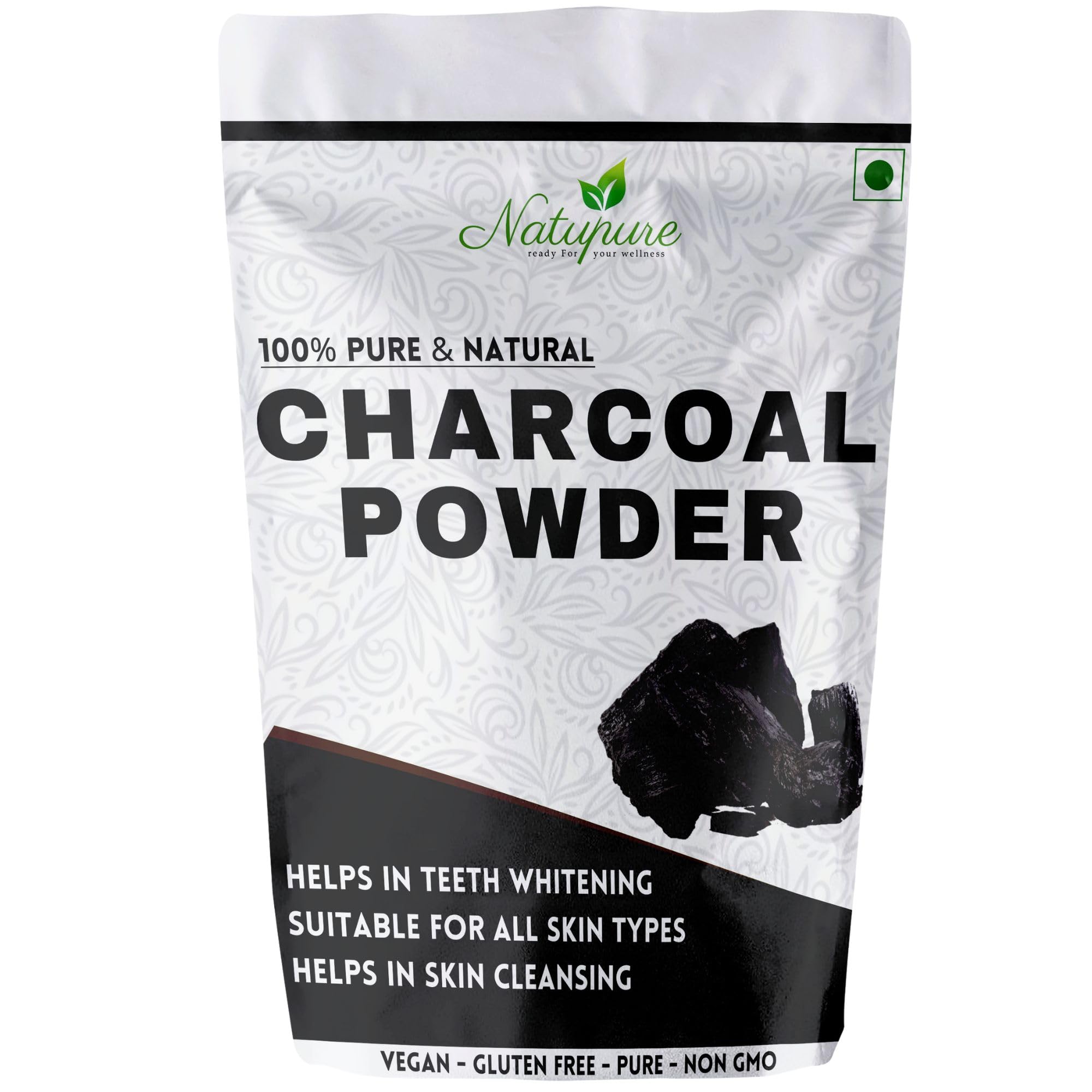 Natupure Activated Charcoal Powder 250g - Deep Cleansing Face & Body Scrub for Dead Skin Removal, Blackhead Treatment & Skin Detoxification - Perfect for Acne-Prone Skin & Spa Day Self-Care Routine