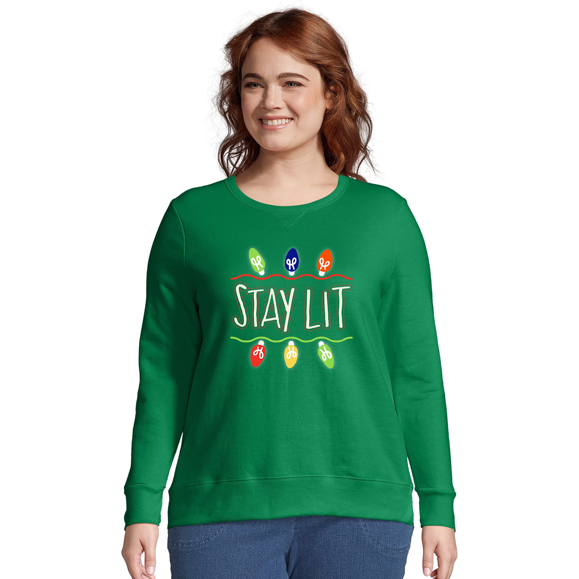 JUST MY SIZE Women's Plus Size Ugly Christmas Sweater - Festive Holiday Party Outfit for Christmas Gatherings & Family Photos