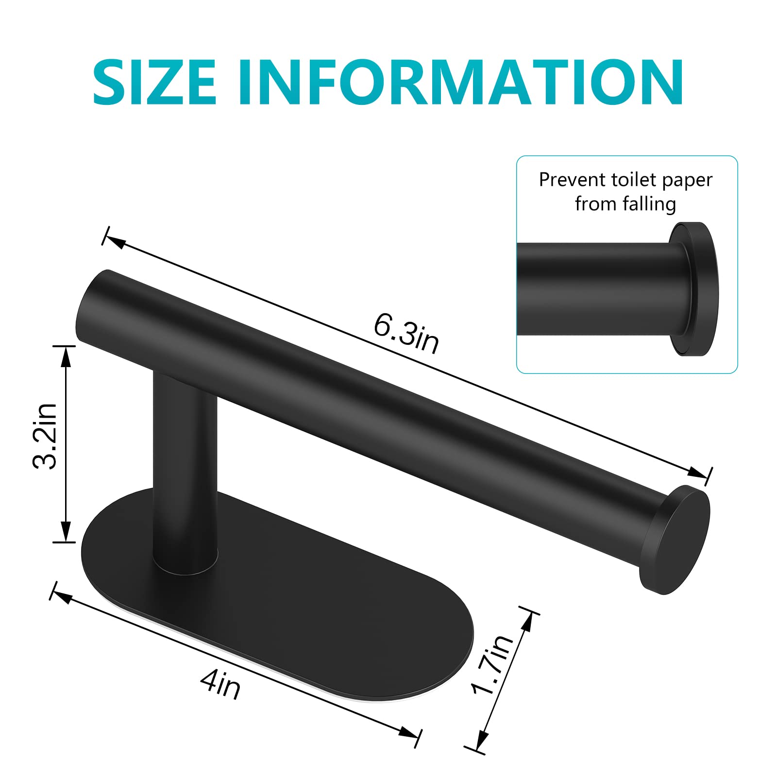 VMVN Black Stainless Steel Wall Mount Toilet Paper Holder - Bathroom Tissue Roll Holder with Strong Adhesive - Perfect for Home, Office & RV Use