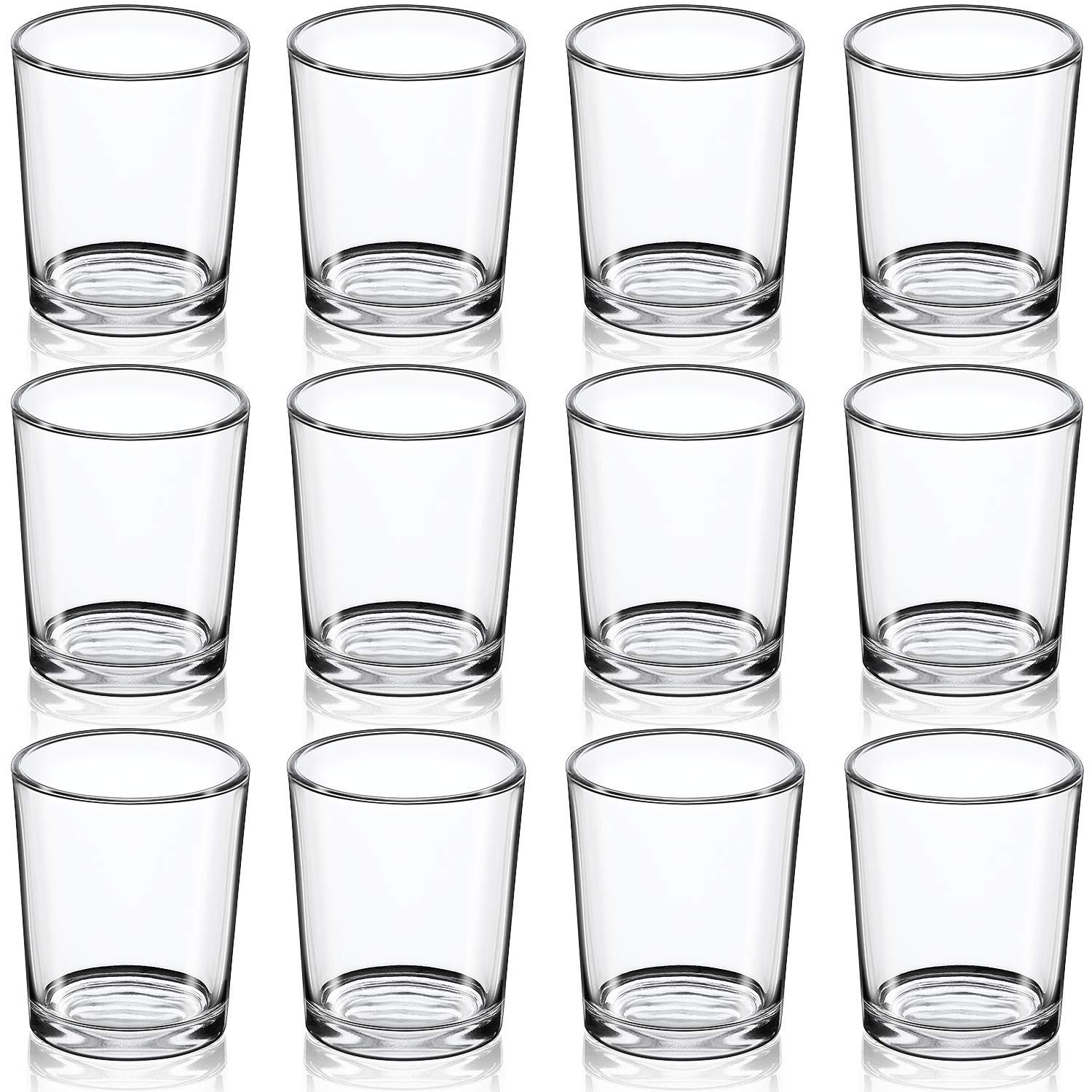 DARJEN Set of 12 Clear Glass Votive Candle Holders - Floating Tealight Holders for Wedding Centerpieces, Table Decor & Home Ambiance - Bulk Pack for Romantic Events, Dinner Parties & Spa Relaxation