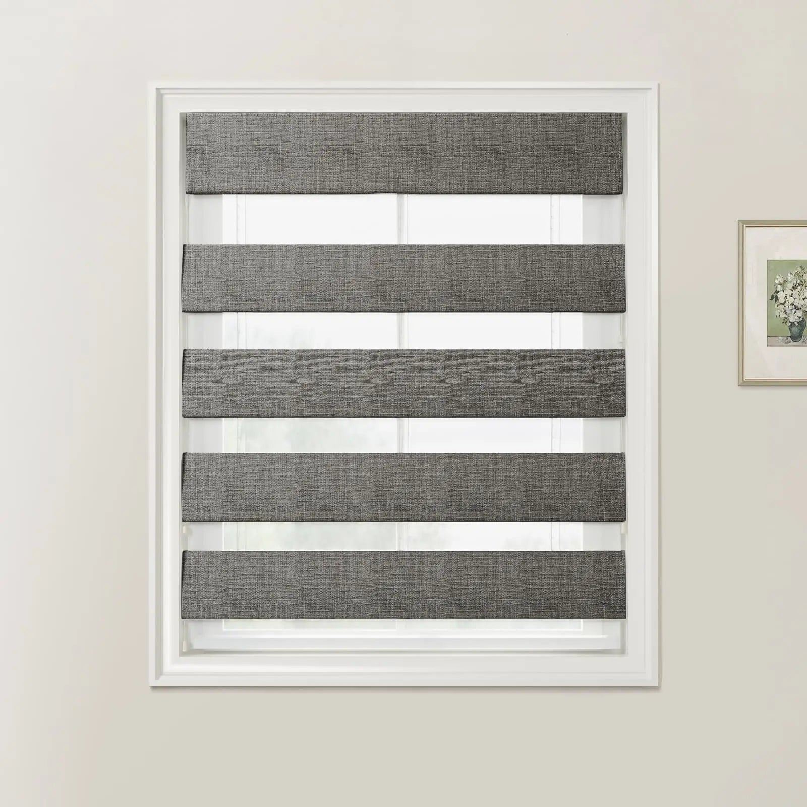 Custom Zebra Roman Blind Cord Lift - Blackout Window Shades for Home & Office - Easy Installation & Light Control