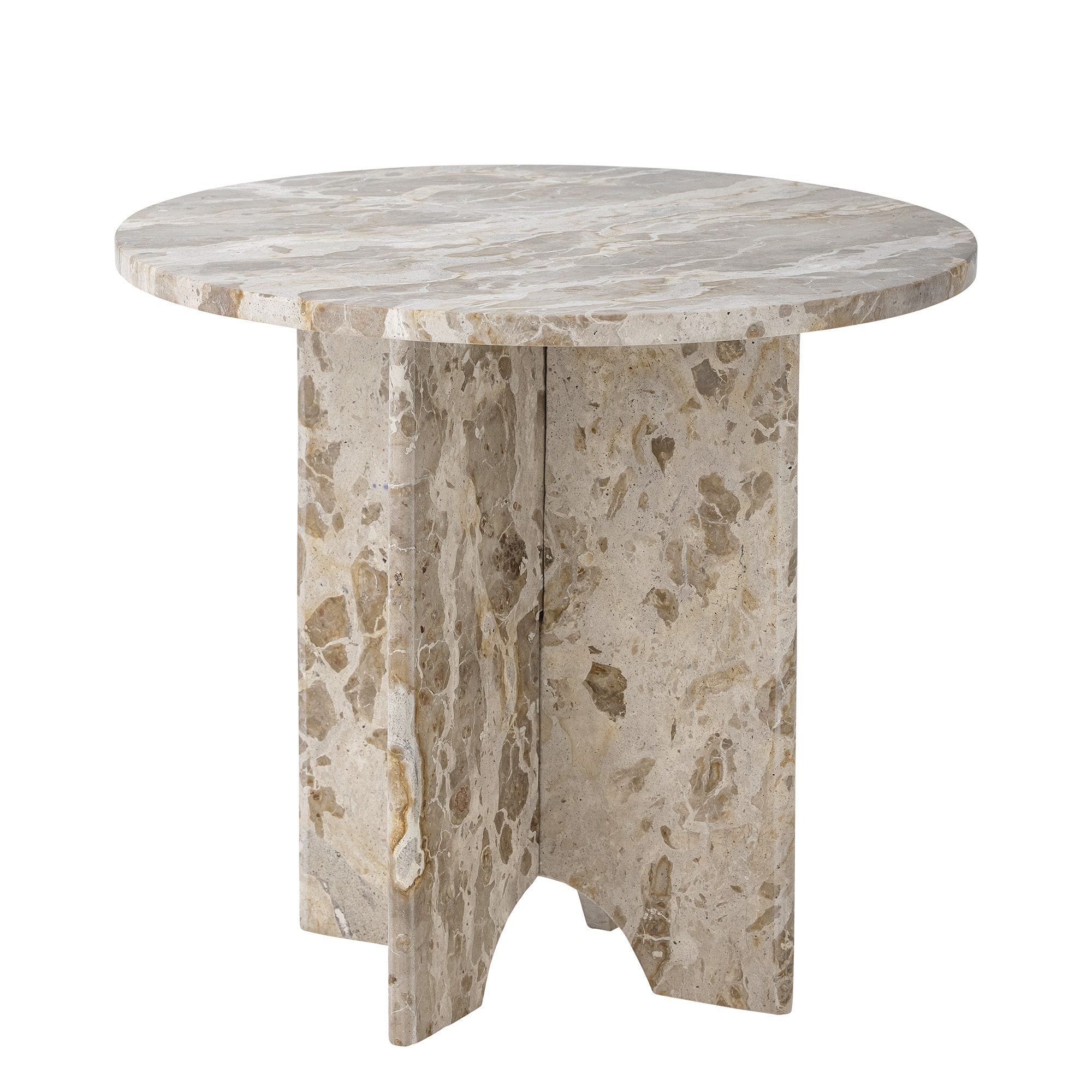 Bloomingville Jasmia Marble Side Table - Brown Wooden End Table with White Marble Top | Perfect for Living Room, Bedroom, or Office Decor