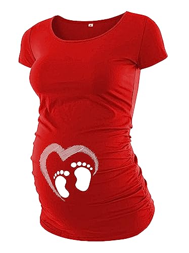 Red - Heart and Foot Maternity T-shirt