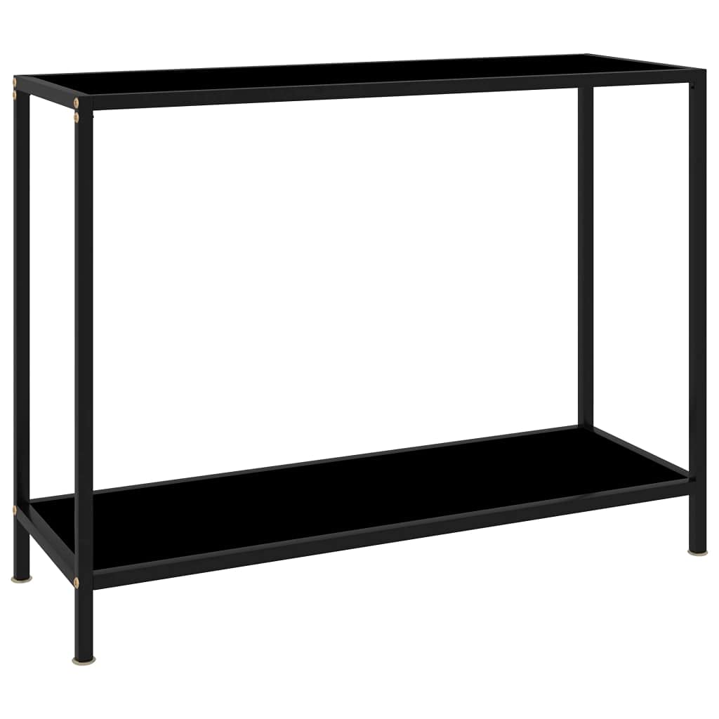 Modern 2-Tier Industrial Console Table with Tempered Glass & Metal Base - Black Accent Side Table, Coffee Table or Nightstand for Living Room & Bedroom | Perfect for Small Spaces, Entryways & Apartment Decor