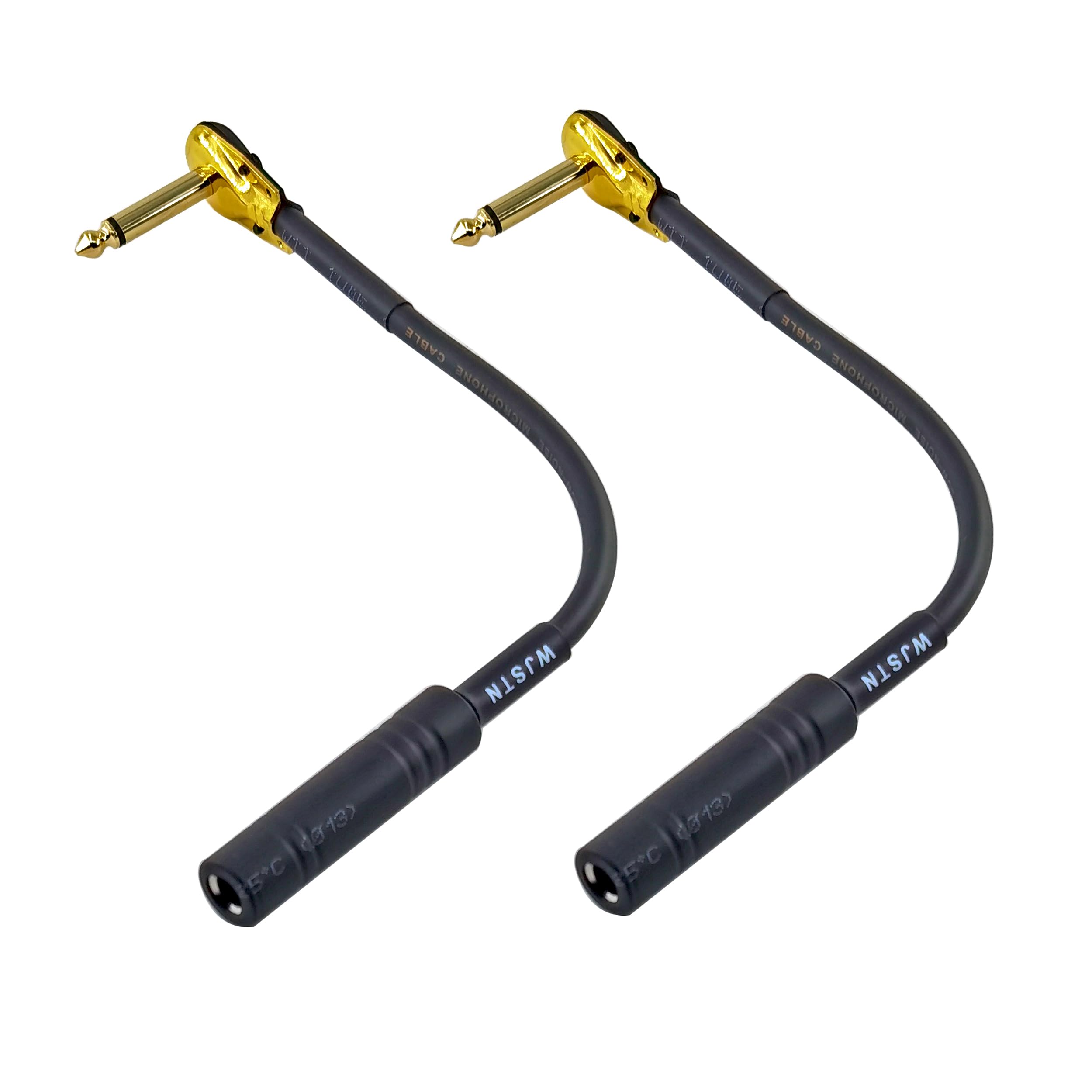 Gold Plated 6.35mm (1/4 Inch) TS Male to TS Female Right Angle Pancake Adapter - for Speaker, Guitar, Patch Cables & Audio Equipment - Perfect for Live Performances, Studio Recording & Home Audio Setups