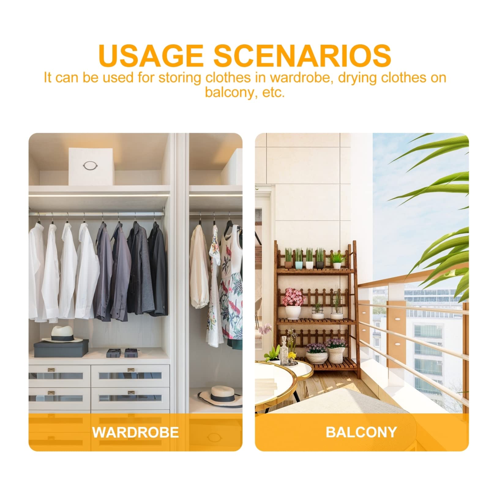 Balacoo Extendable Telescopic Clothes Rail - Portable Wardrobe Hanger with Storage Shelf & Buffet Trays | Space-Saving Closet Organizer for Bedroom, Dorm, Laundry Room | Mountable Plastic Clothing Rack for Home & Office Use
