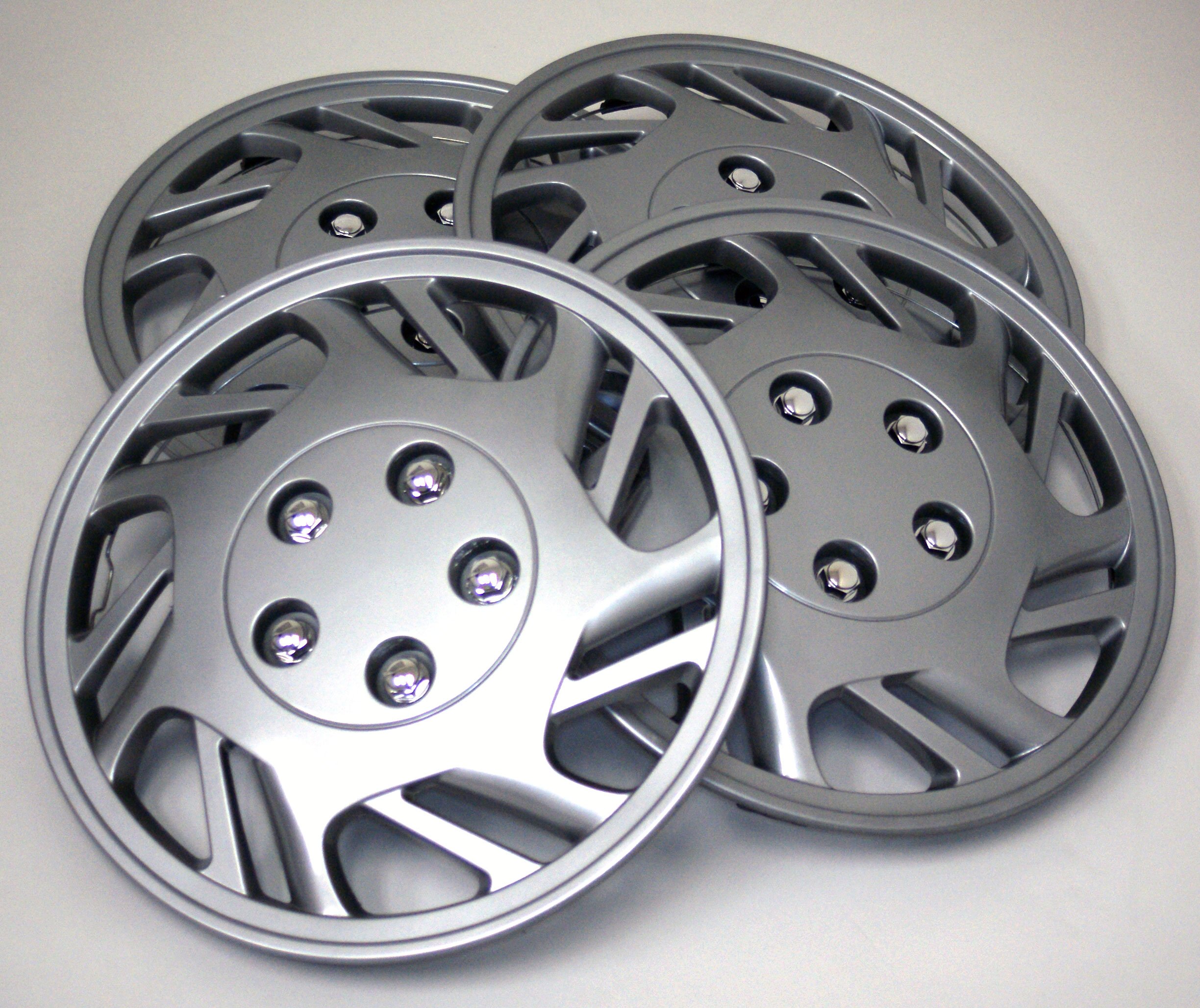 TuningPros WSC-126S15 15-Inch Silver Wheel Skin Covers (Set of 4) - Hubcaps for Cars, Trucks & SUVs - Enhance Vehicle Appearance & Protect Rims