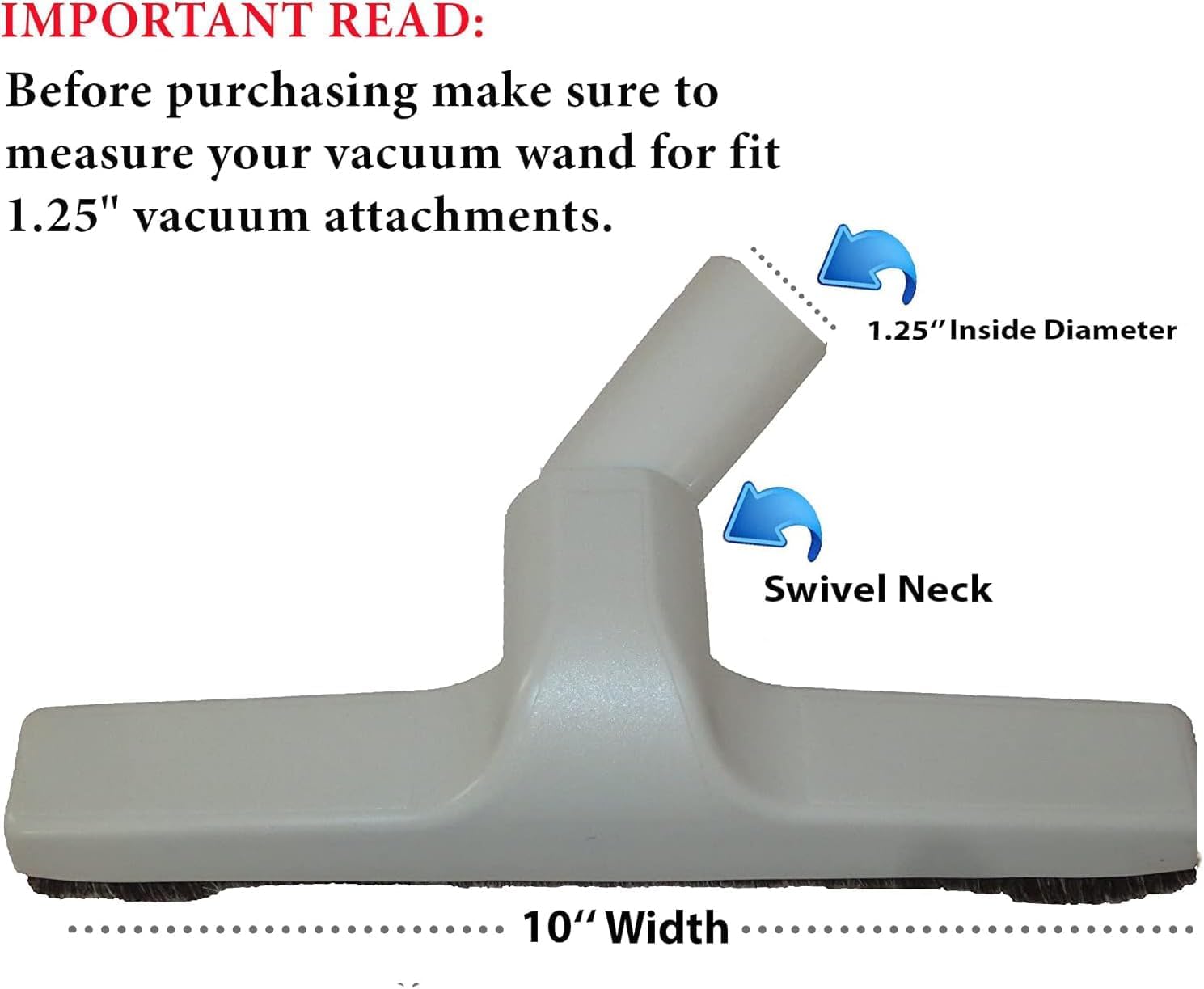 Replacement White Floor Brush with Plastic Elbow for Residential Vacuums - Compatible with Part #32-1515-94 - Perfect for Hardwood Floors and Carpets Cleaning