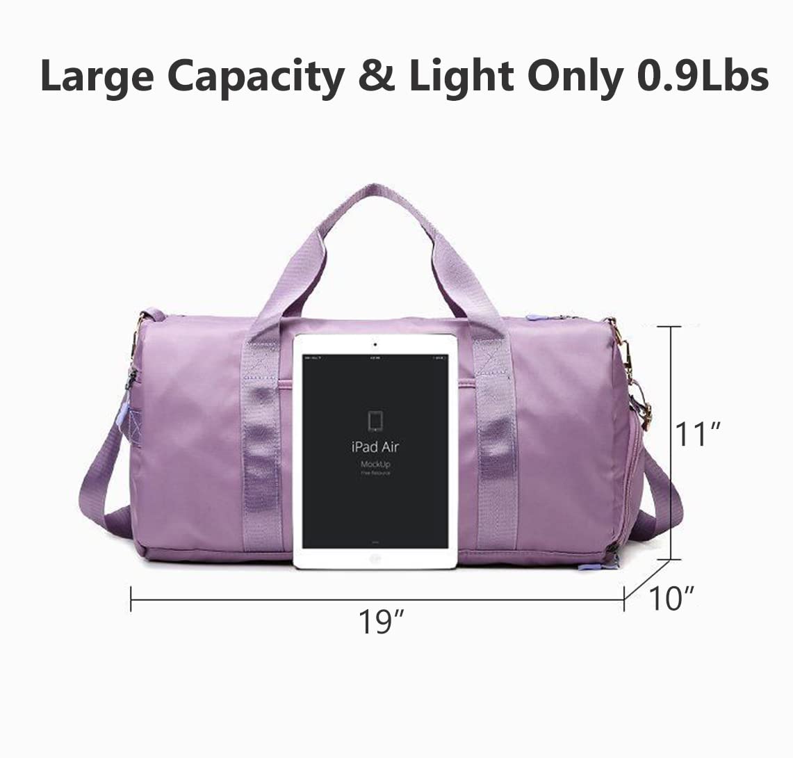 Waterproof Gym Bag for Women & Teens - Sports Dance Travel Duffle Bag with Wet Pocket & Shoe Compartment | Perfect for Workouts, Dance Classes & Weekend Trips (Beige)
