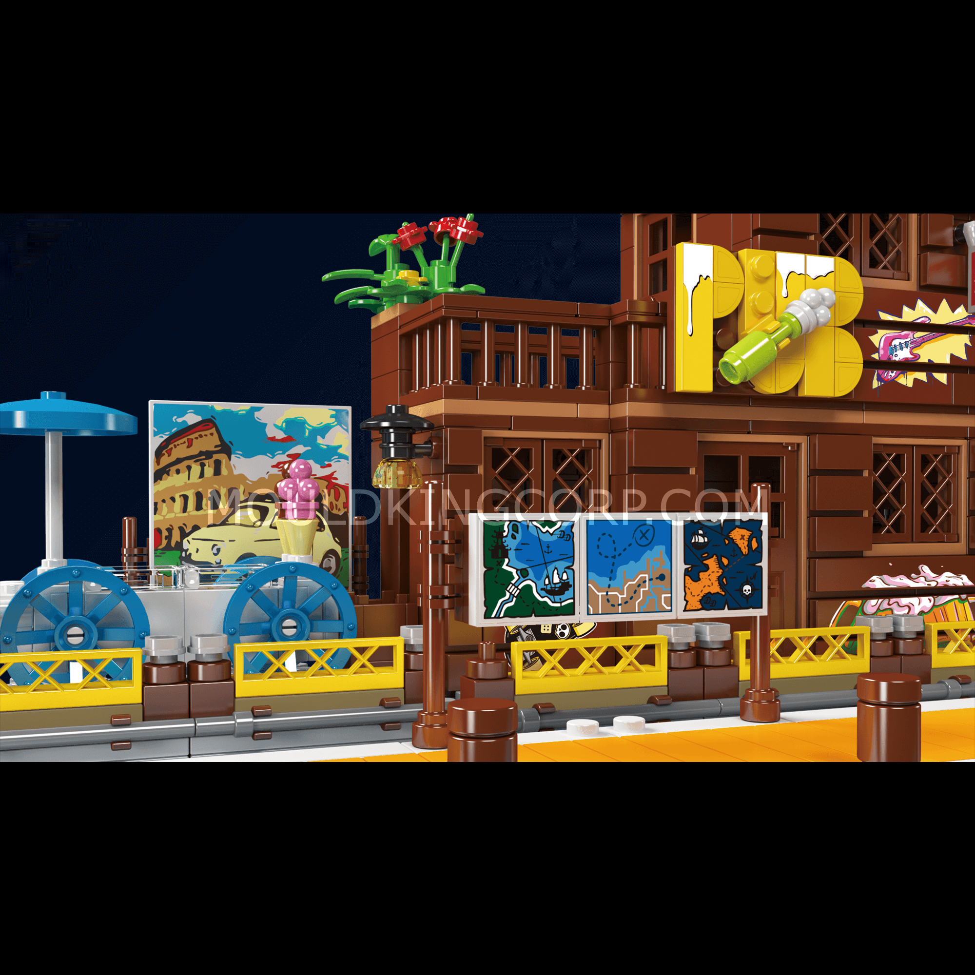 Mould King 10108 Dockside Tavern Building Blocks Set - 842 Piece Modular Castle Model Kit for Adults & Teens | Creative Gift for Collectors & DIY Enthusiasts | Perfect for Home Decor, Display & Role-Playing Games