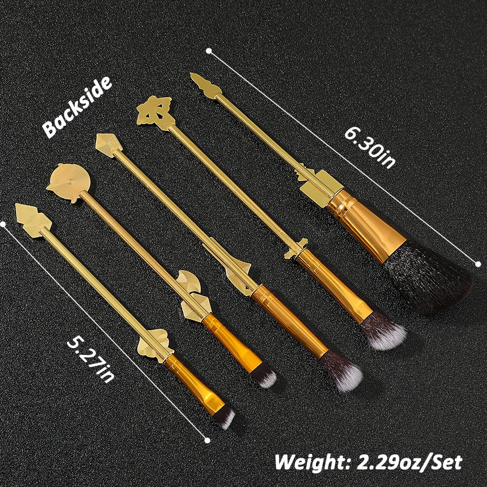 Anime Fairy Tail Makeup Brush Set - 5 Piece Cosplay Makeup Brushes with Metal Handle & Guild Logo | Perfect for Fairy Tail Fans, Cosplay, Anime Themed Makeup & Gift Giving