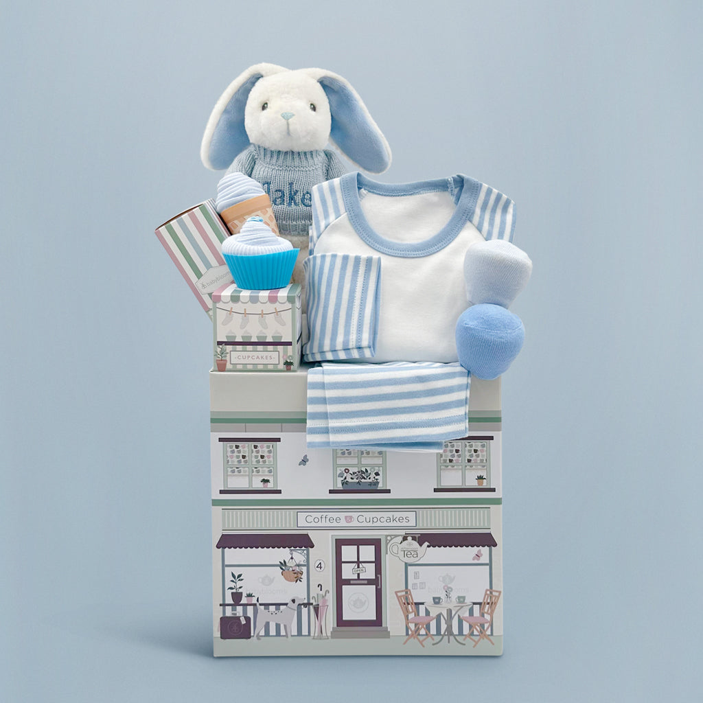 Personalized Baby Boy Gift Basket - Sweet Treats Hamper in Blue | Perfect for Baby Showers, Birthdays & Newborn Celebrations