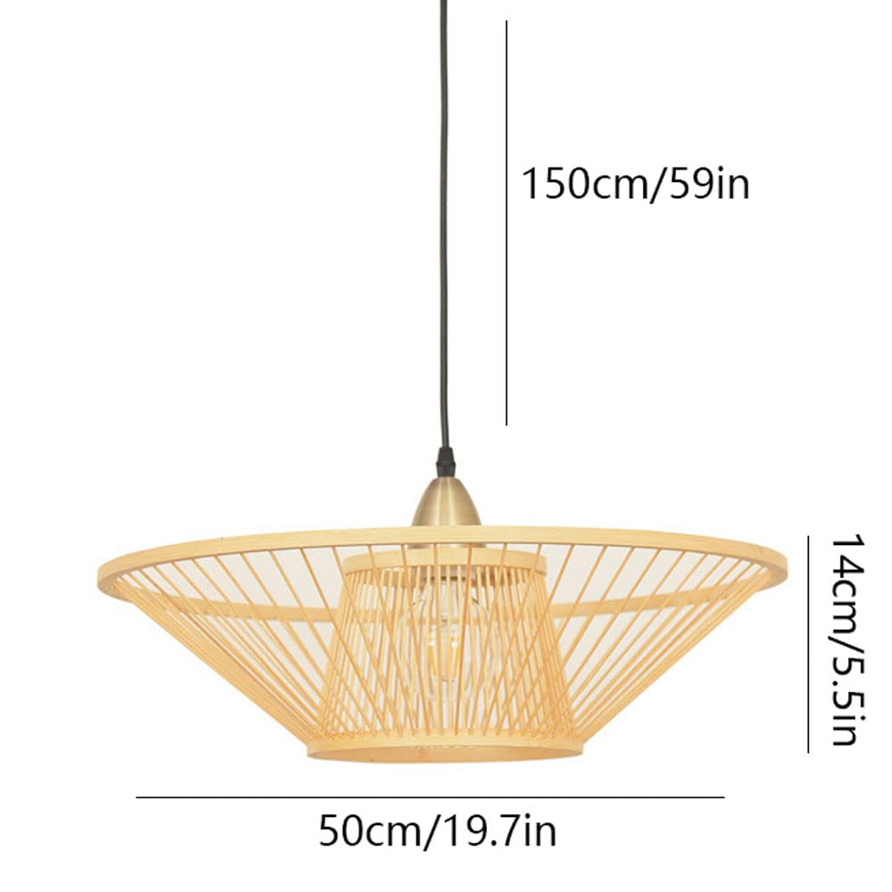 Natural Bamboo Pendant Light Fixtures - Handwoven Wicker Rattan Lamp Shades & Chandeliers for Hotel, Coffee Shop, Restaurant, Bar Decor - Eco-Friendly Hanging Lights for Indoor Bohemian & Coastal Style Spaces (Bulb Not Included)