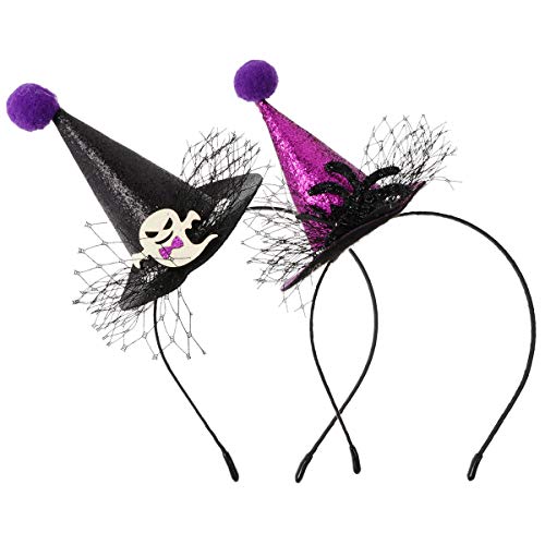 2Pcs Halloween Hairbands - Adorable Witch Hat Hair Hoops for Women & Girls, Perfect for Halloween Costumes, Cosplay, and Themed Parties