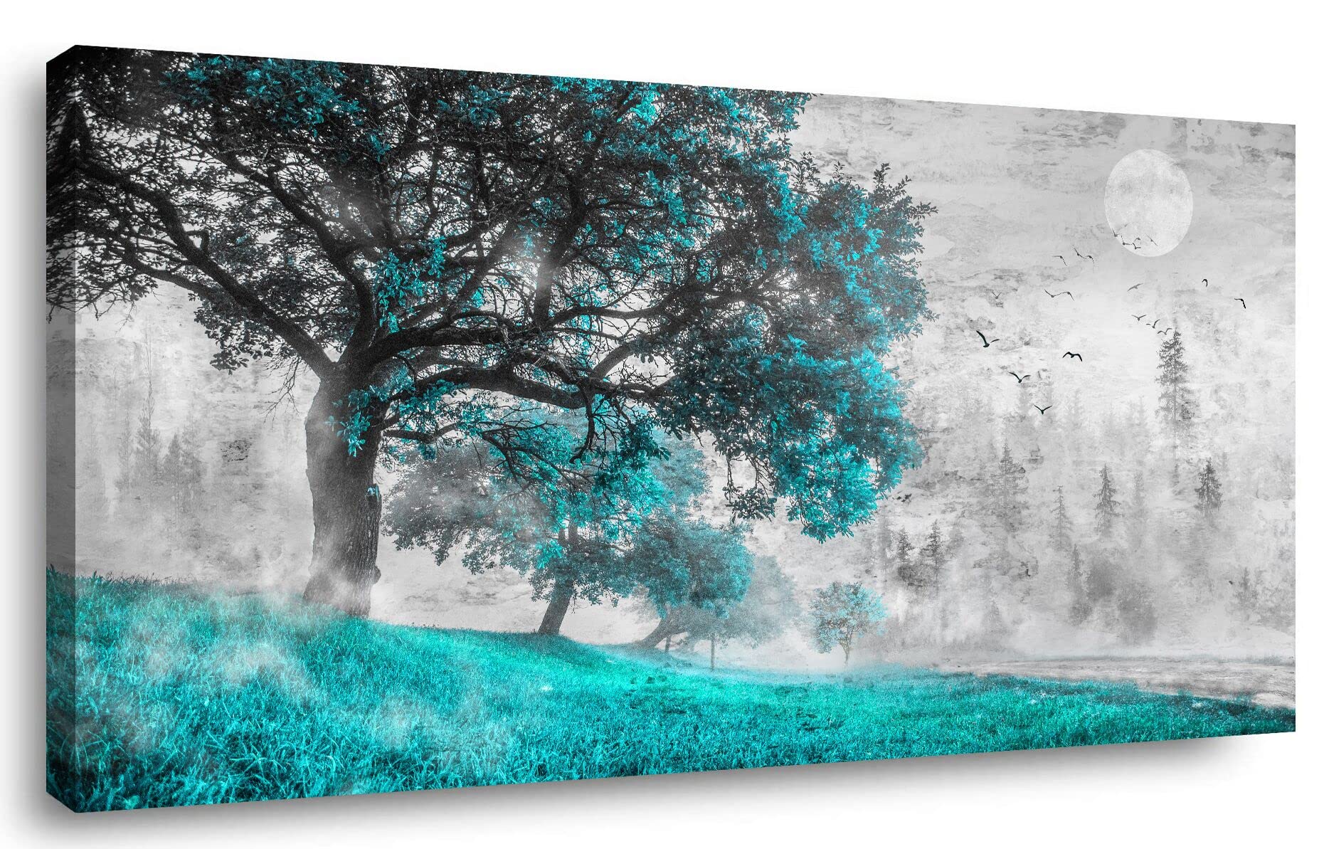 Abstract Tree Wall Art - Green Landscape Framed Painting 24