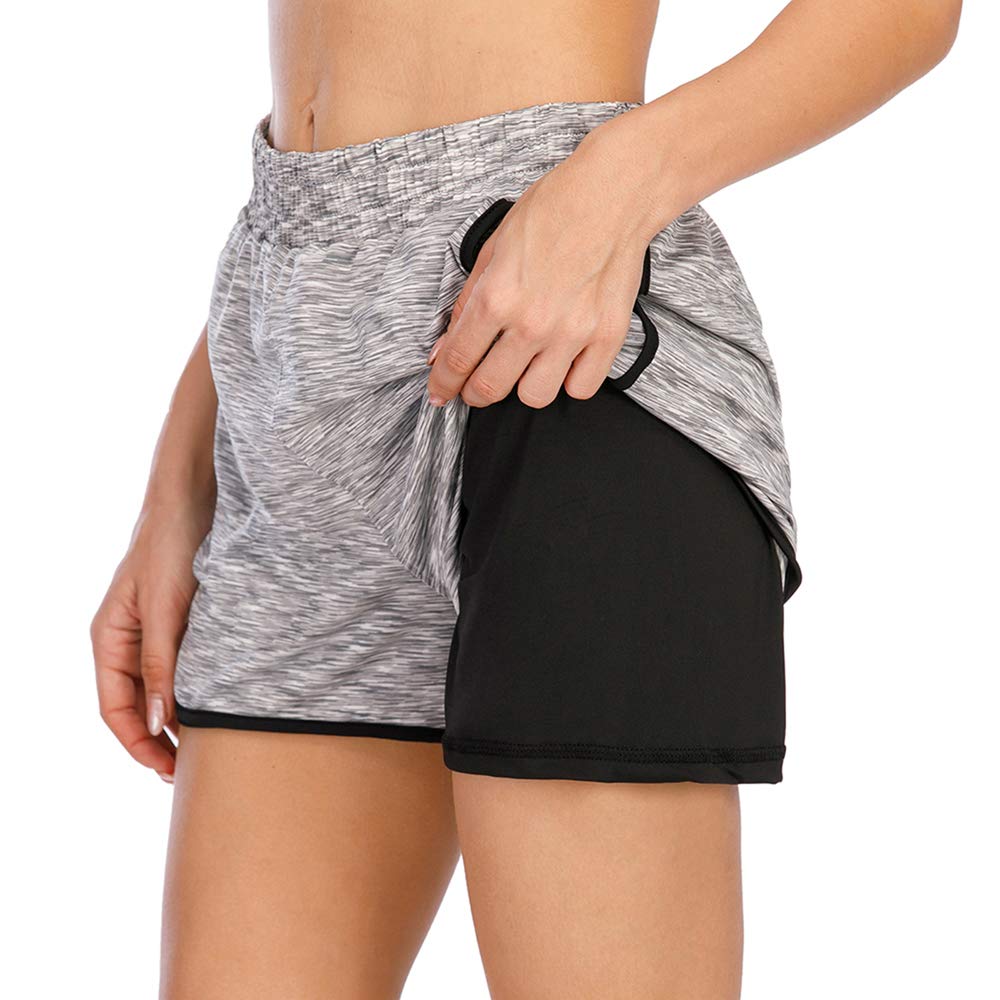 Women's Double Layer Yoga Running Shorts - 2-in-1 Workout Athletic Shorts with Pockets | Perfect for Yoga, Running & Gym | Comfortable & Stylish Activewear