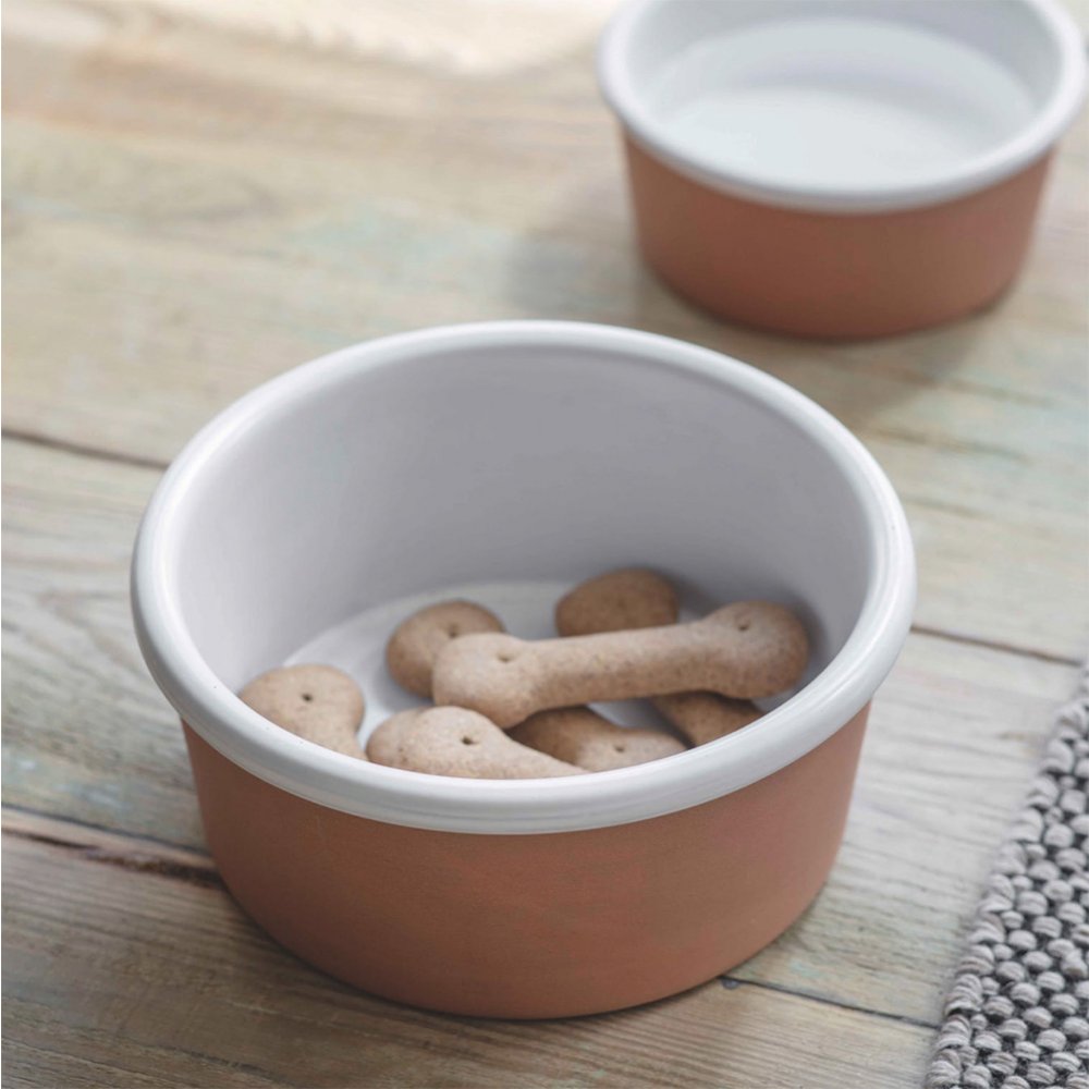 Premium Stoneware Pet Bowl Set - Durable Ceramic Dog & Cat Food Dishes in 2 Sizes (Small & Large) - Non-Slip Design for Messy Eaters, Perfect for Indoor/Outdoor Feeding Stations