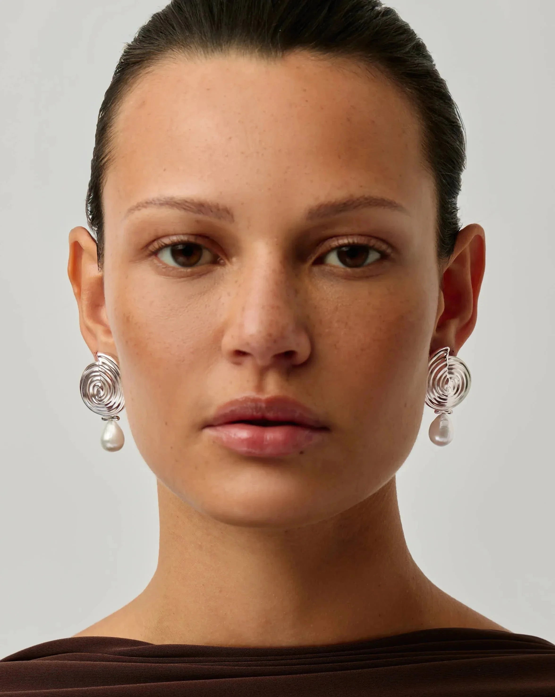 Elegant Spiral Detachable Pearl Drop Earrings for Women - Silver Plated Dangle Earrings | Perfect for Weddings, Parties & Special Occasions