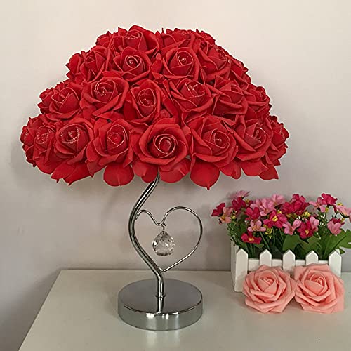 European Style Modern LED Table Lamp - Romantic Rose Flower Night Light for Bedroom, Wedding & Party Decor - Pink Sleep Lighting for Bedside, Home Atmosphere