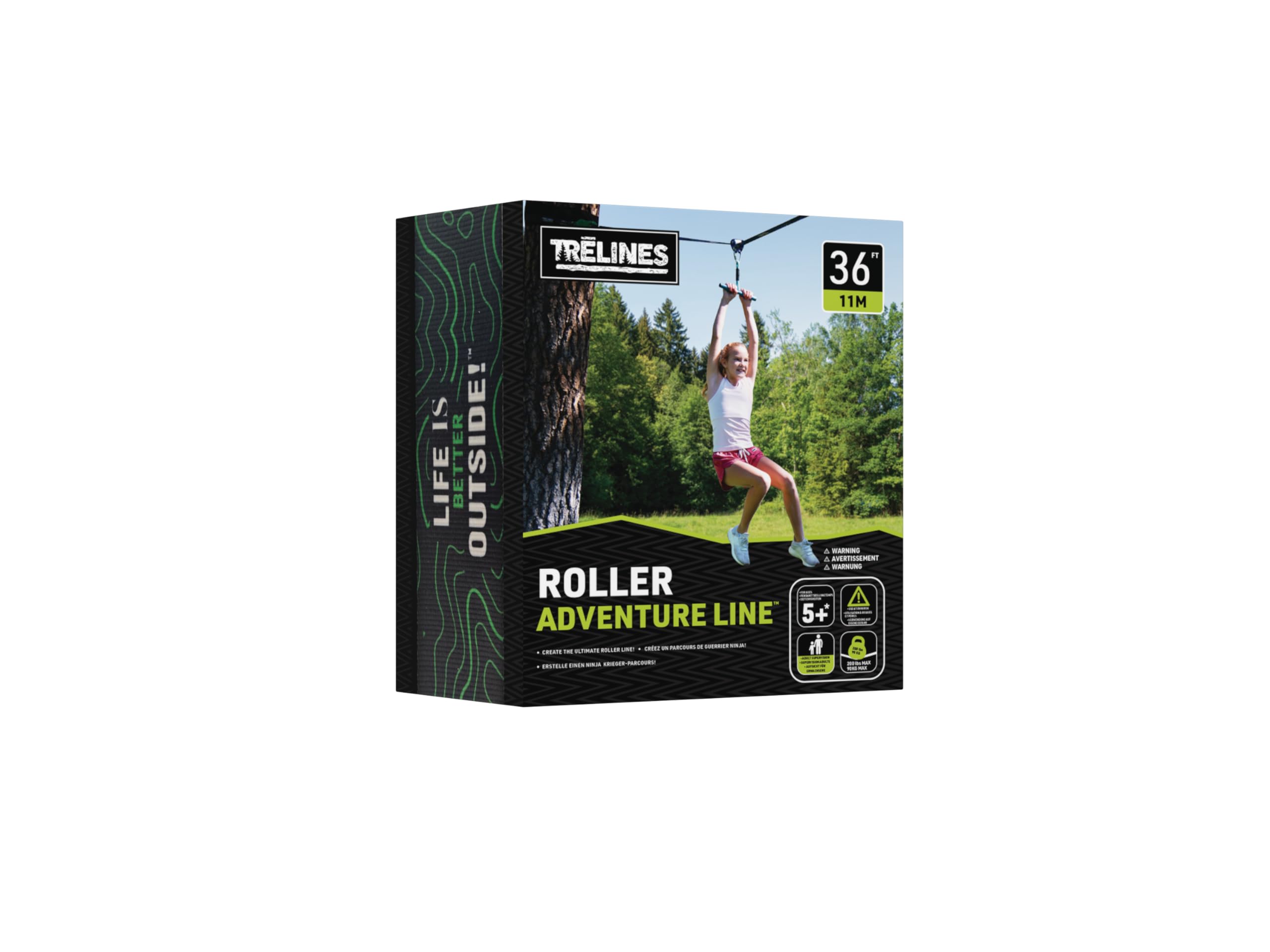 Trelines Ninja Rollerline for Kids - Backyard Warrior Course with Simple T-Bar Ride - Easy to Hold & Ride for Boys & Girls Ages 5+ - Outdoor Play Equipment for Backyard Fun - Supports Up to 250lbs - Perfect for Backyard Obstacle Courses, Ninja Training, and Outdoor Family Activities