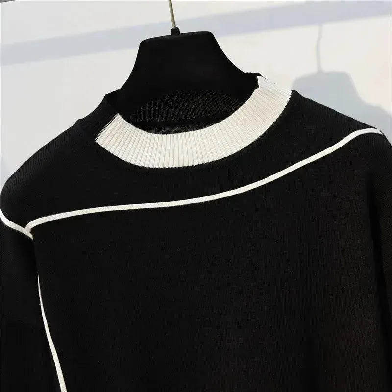 Stylish Women's Striped Sweater Two-Piece Set - Cozy Knit Pullover & Cardigan for Fall & Winter Fashion | Perfect for Office, Date Night & Casual Outings
