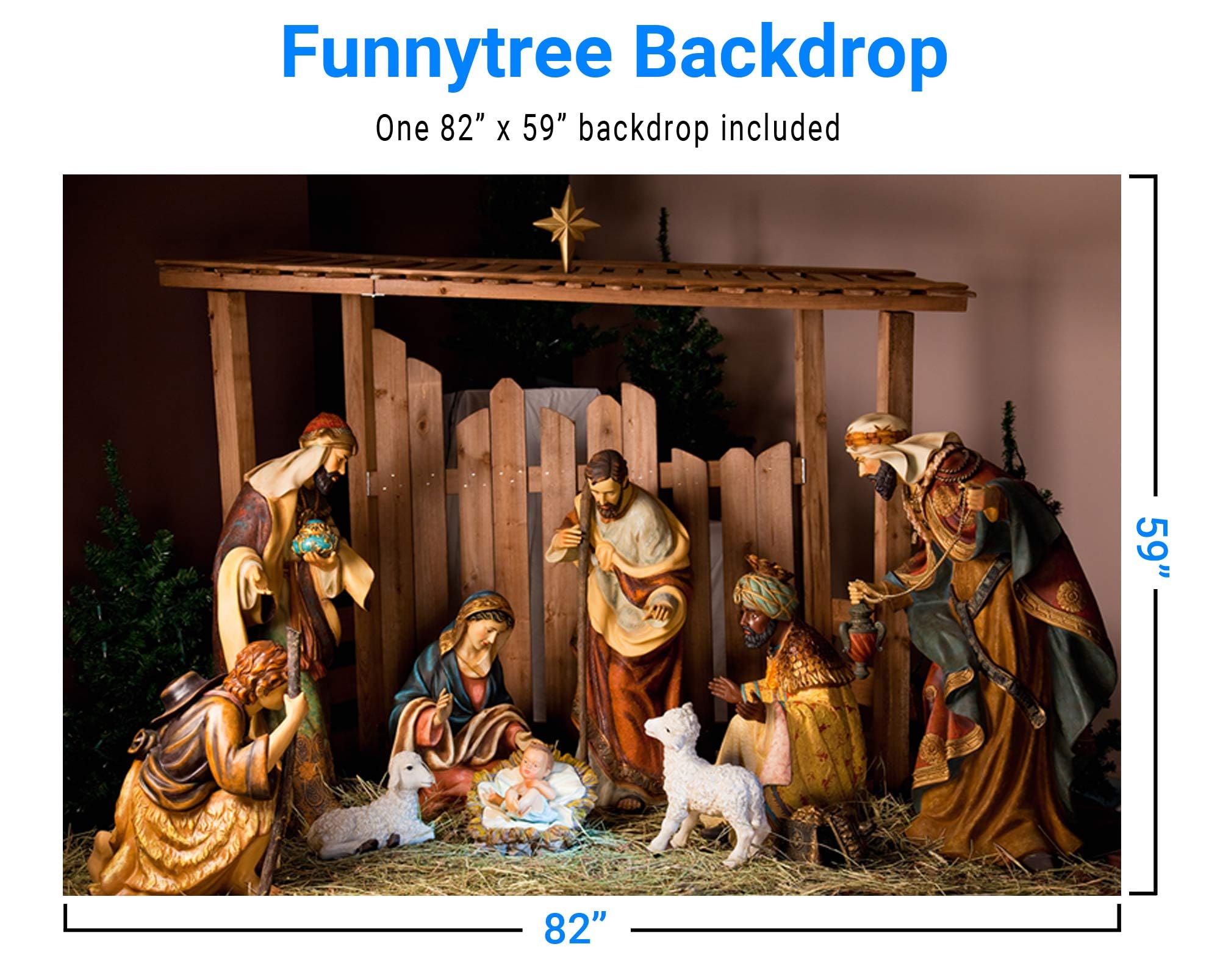 Funnytree 7x5ft Christmas Nativity Scene Backdrop - Holy Night Manger Photography Background for Xmas Portraits, Photobooth, Party Decor & Studio Props | Perfect for Holiday Cards, Church Events & Family Photos