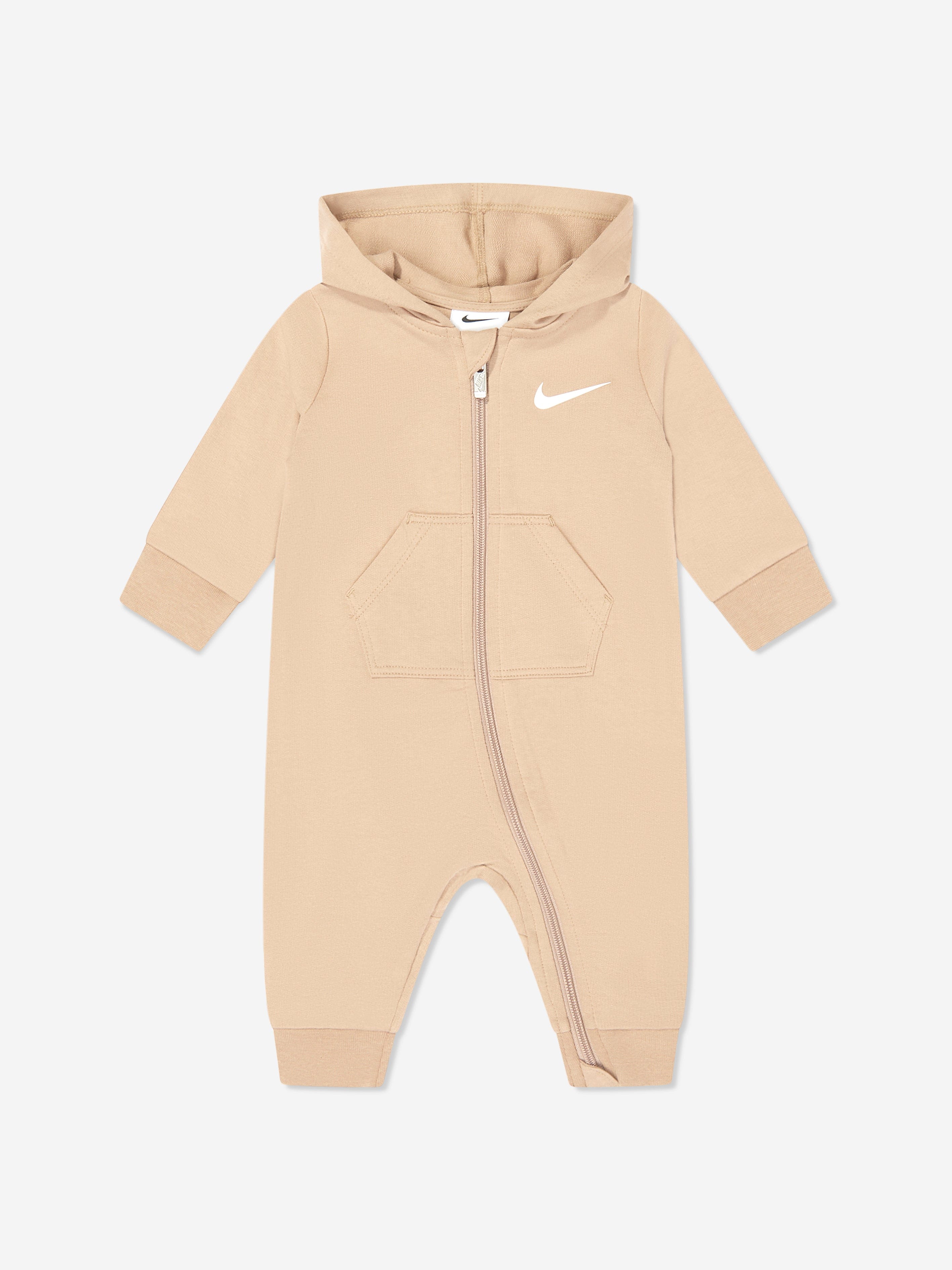 Soft Beige Baby Hooded Coverall - Warm & Cozy Infant Essentials for Winter Outings & Playtime