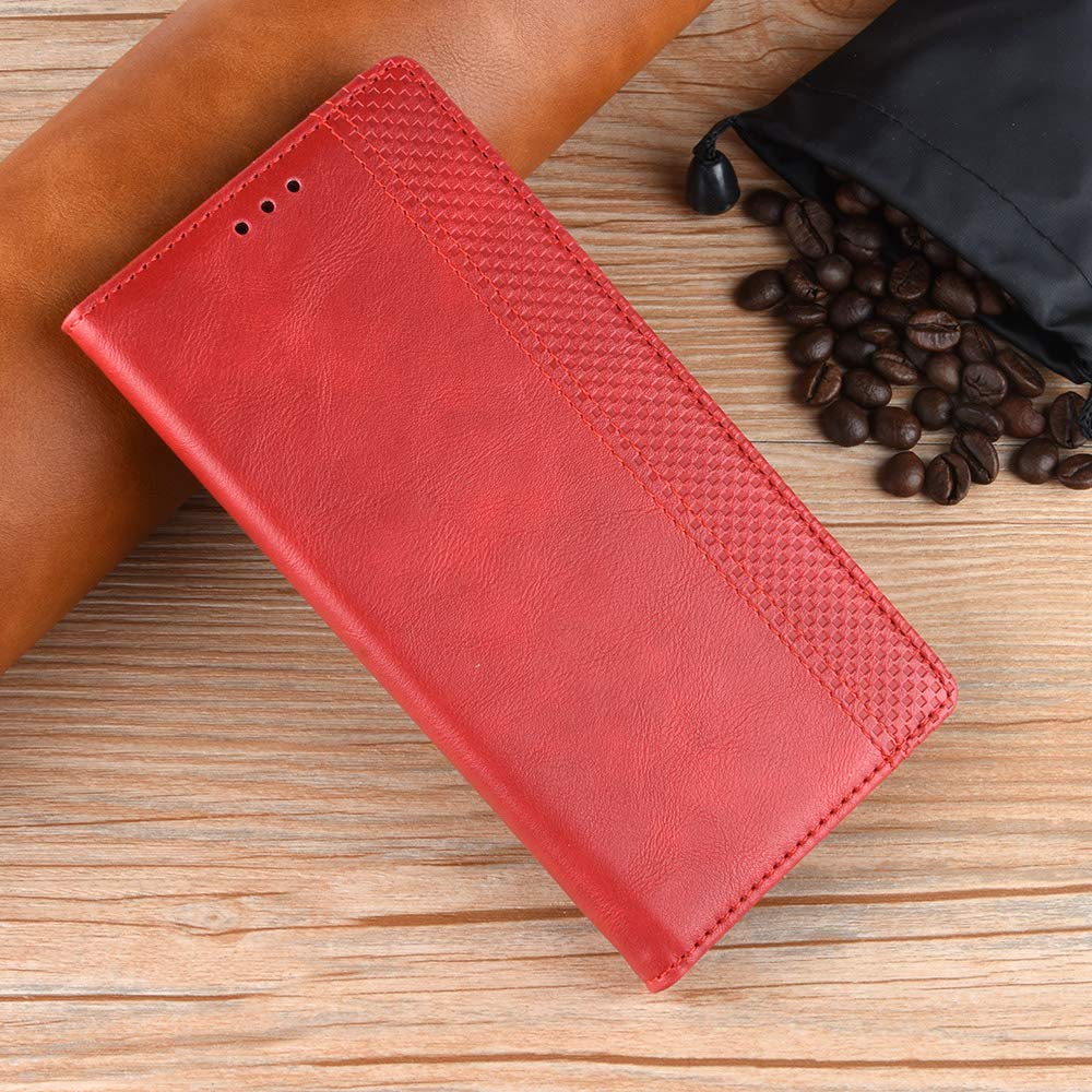 Premium PU Leather Flip Wallet Case for OnePlus 8 - Magnetic Closure Book Style Phone Cover with Card Slots | Perfect for Business, Travel & Daily Protection (Red)