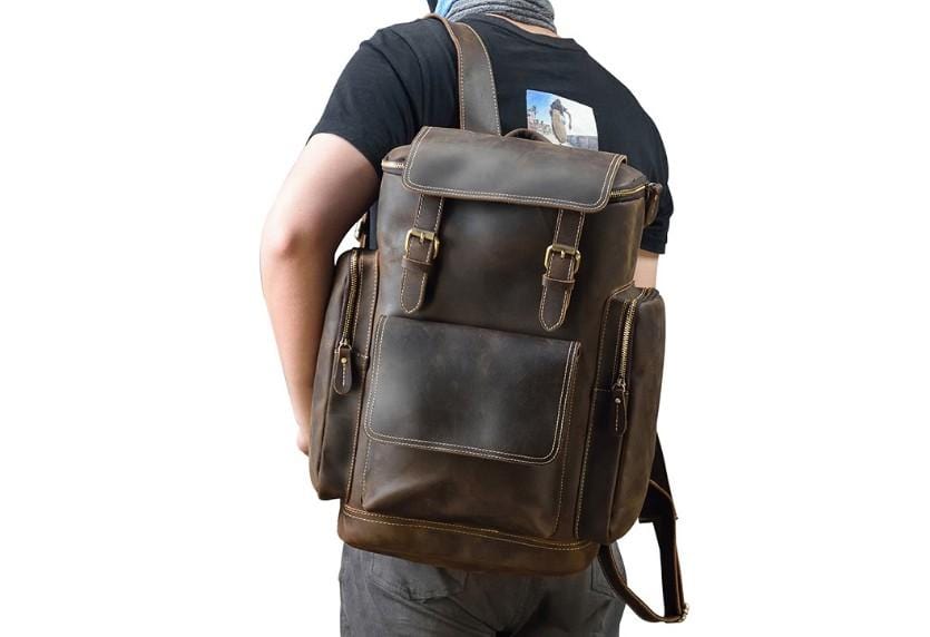Premium Genuine Leather Backpack for Men & Women - Stylish Durable Rucksack Purse for Travel, Work & Daily Commute