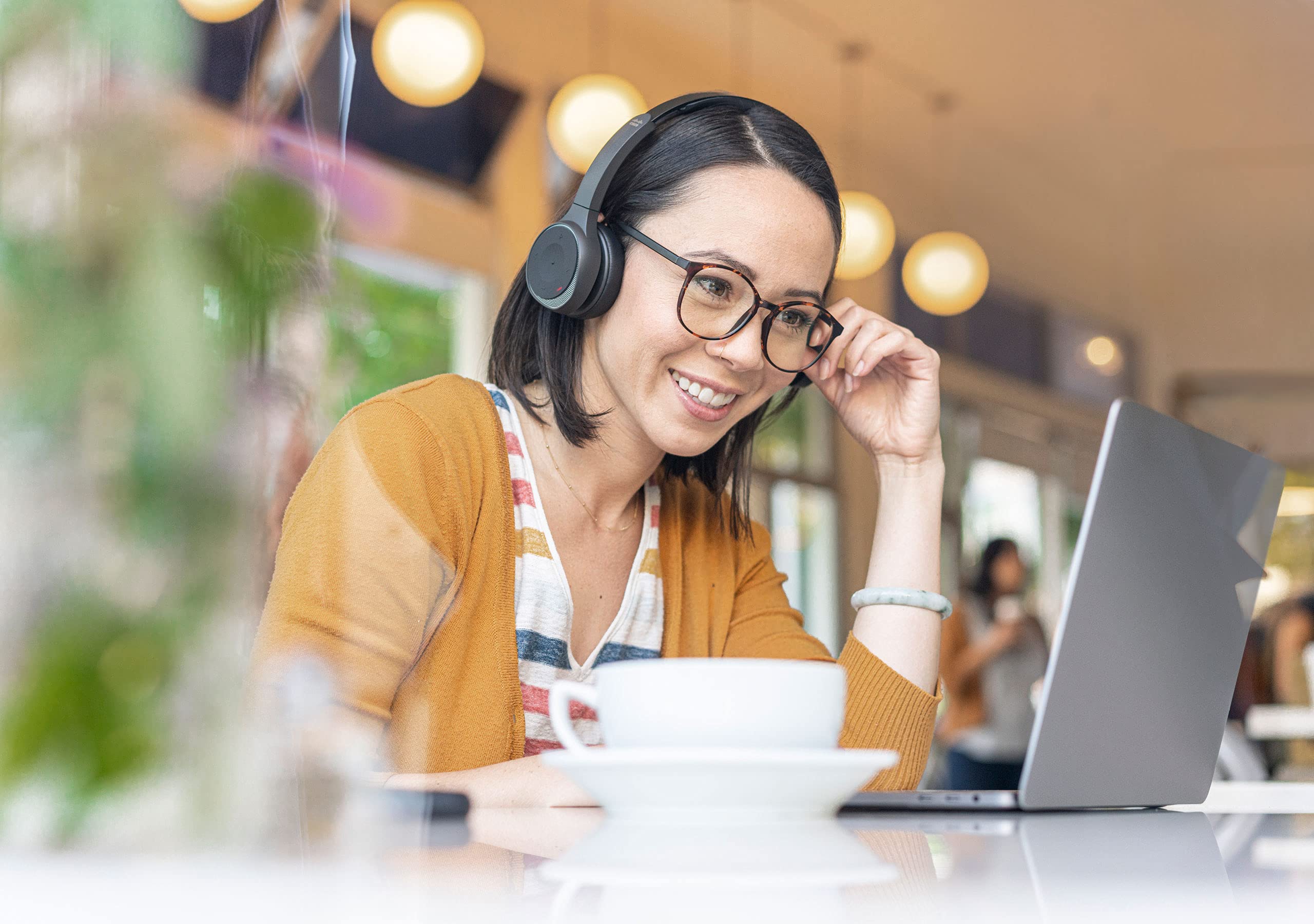 Cisco HS-WL-730 Wireless Bluetooth Headset - Dual On-Ear Headphones with HD Audio, USB-A Adapter & 3.5mm Cable - Carbon Black (Includes Carrying Case & 1-Year Warranty) - Perfect for Office Calls, Remote Work & Online Meetings