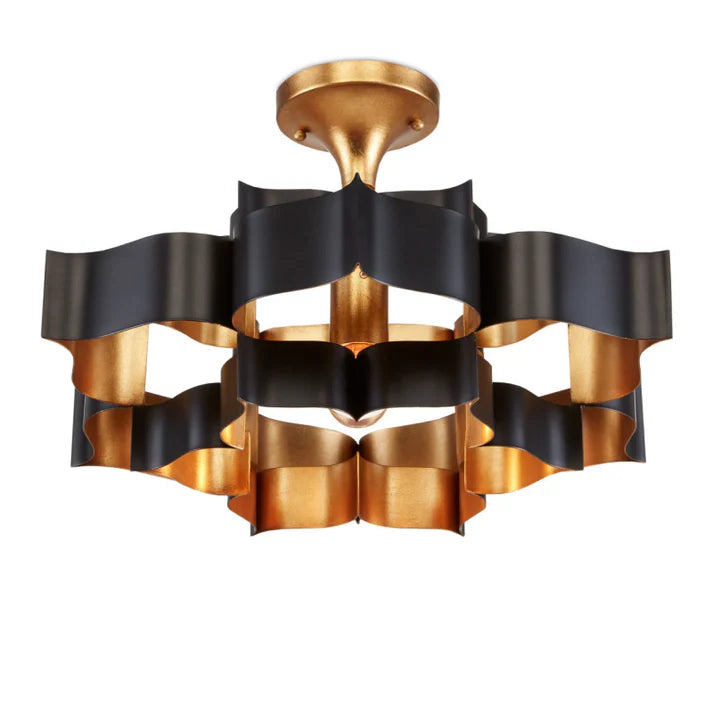 Grand Lotus Large Black Chandelier - Elegant Modern Ceiling Light Fixture for Dining Room, Living Room & Bedroom Decor