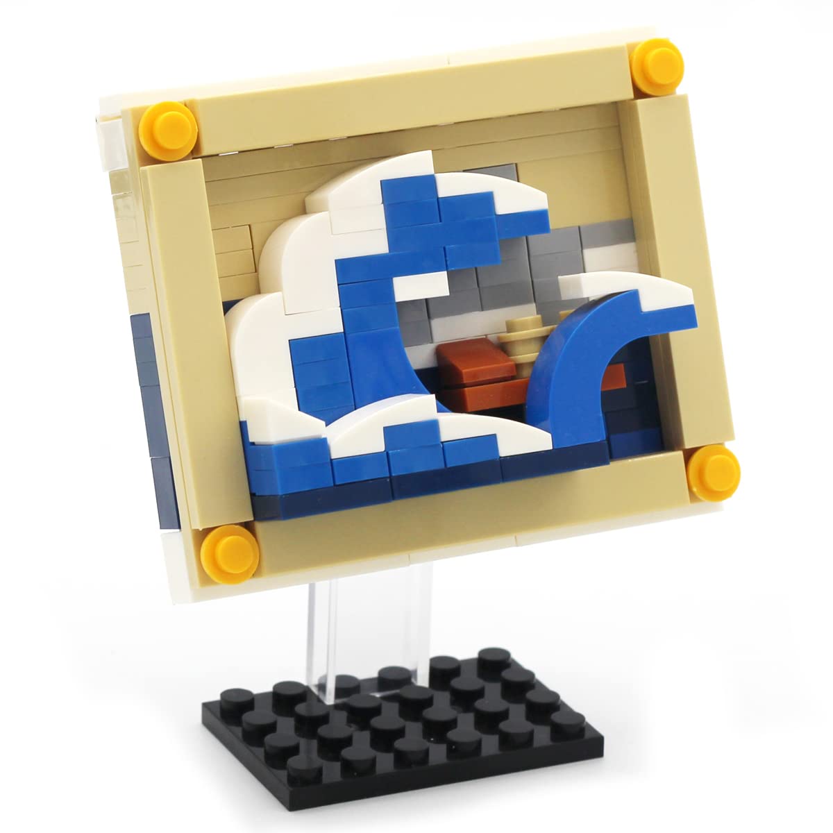 136pcs Kanagawa Wave MOC Building Blocks Set - World Famous Art Painting Toy Bricks, STEM Educational Construction Kit for Kids & Adults, Perfect for Home Decoration, Creative Play & Gift Giving