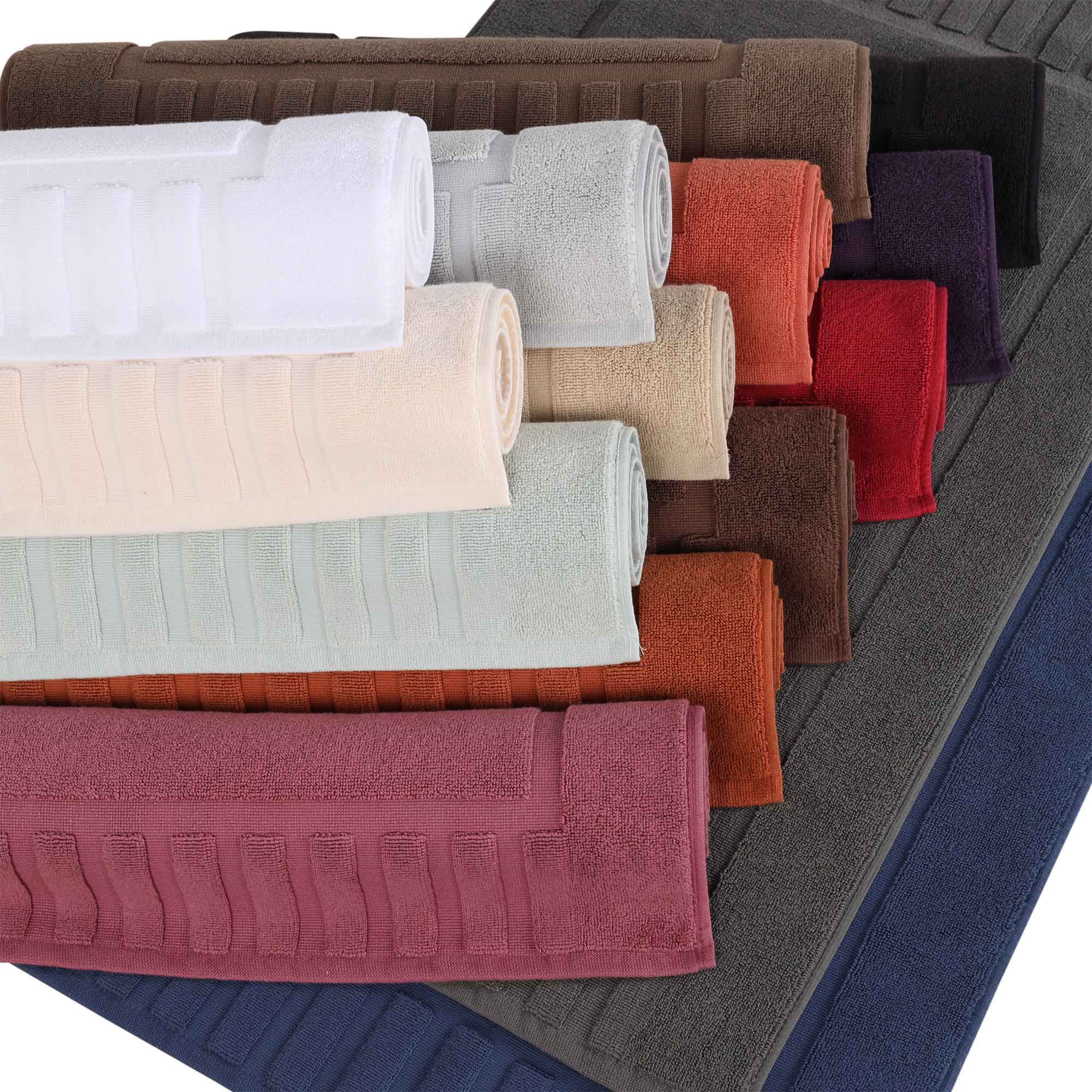 Premium Cotton Modern Geometric Border Absorbent Bath Mat Set of 2 - Non-Slip Soft Bathroom Rug for Bathroom Floor, Shower, Vanity Area - Home Decor Essentials