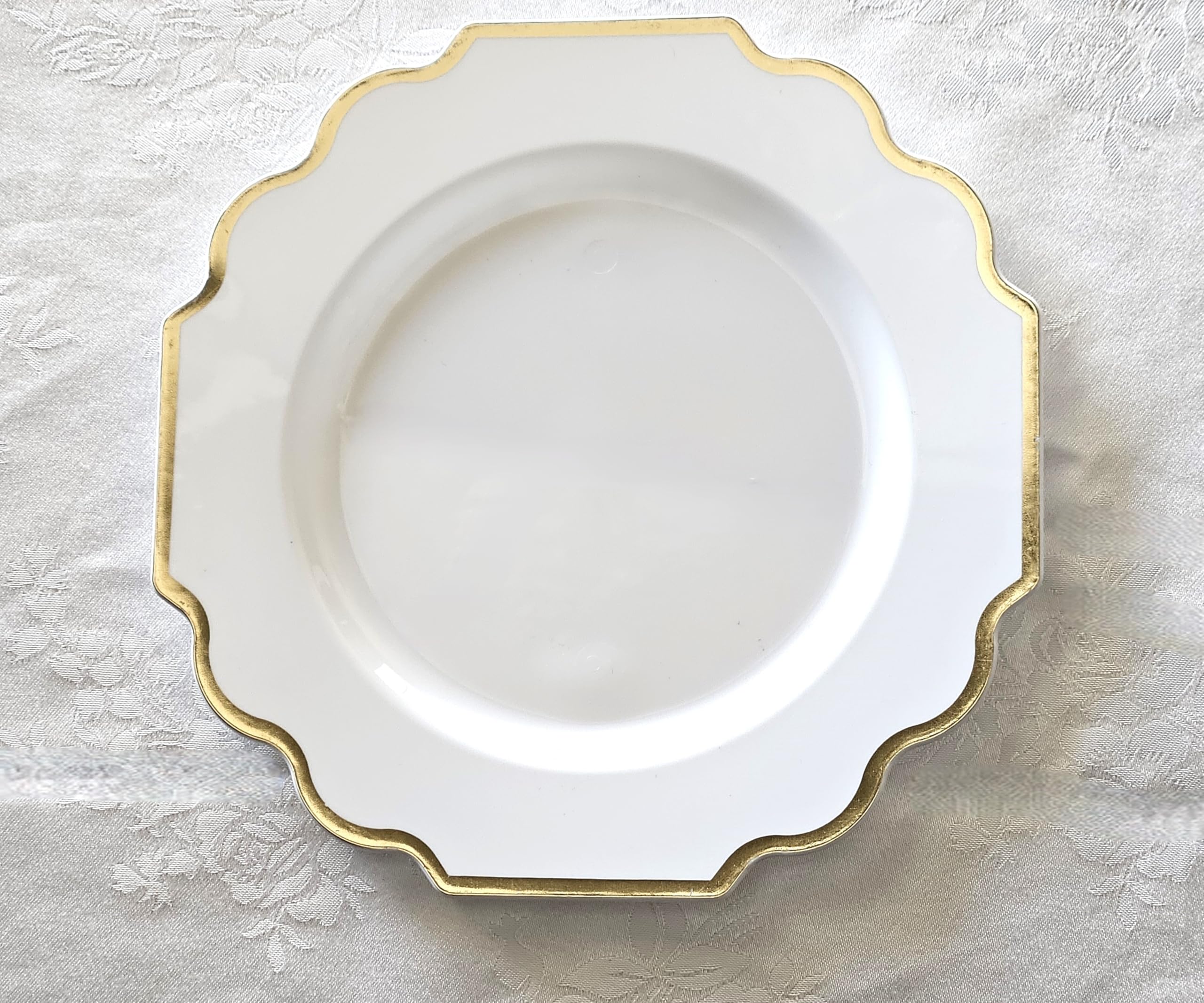 120 Pack Heavyweight Disposable Plastic Plates - 8'' Elegant White & Gold Appetizer/Dessert Plates for Weddings, Parties & Special Occasions - Perfect for Catering, Birthday Celebrations & Formal Events
