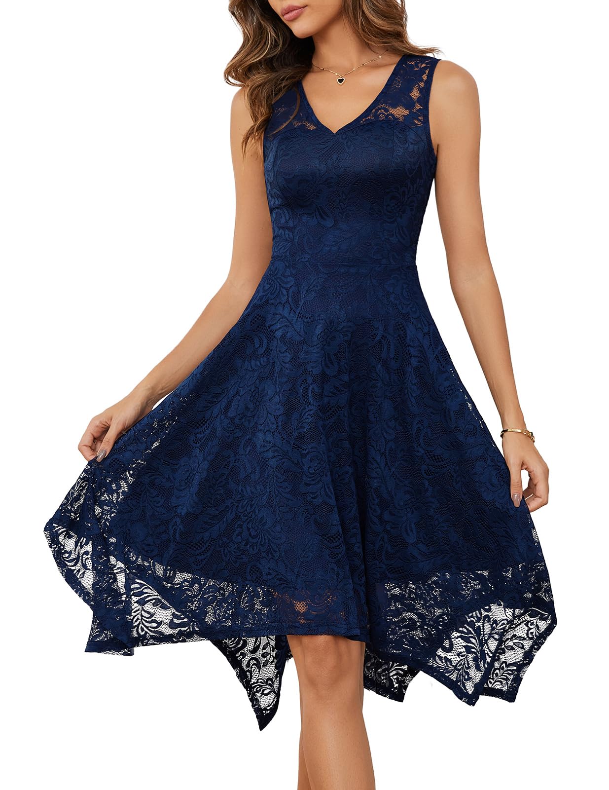 Meetjen Women's Cocktail Party Dresses 2025 - Elegant Handkerchief Hem Lace Formal Gown for Wedding Guest, Bridesmaid & Prom | Perfect for Evening Galas, Cocktail Parties & Special Occasions