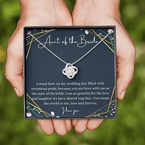 Love Knot Necklace - Elegant Wedding Gift for Bride's Aunt | Sterling Silver Jewelry with Engraved Message Card & Gift Box | Perfect for Bridal Shower, Wedding Day & Anniversary Celebrations