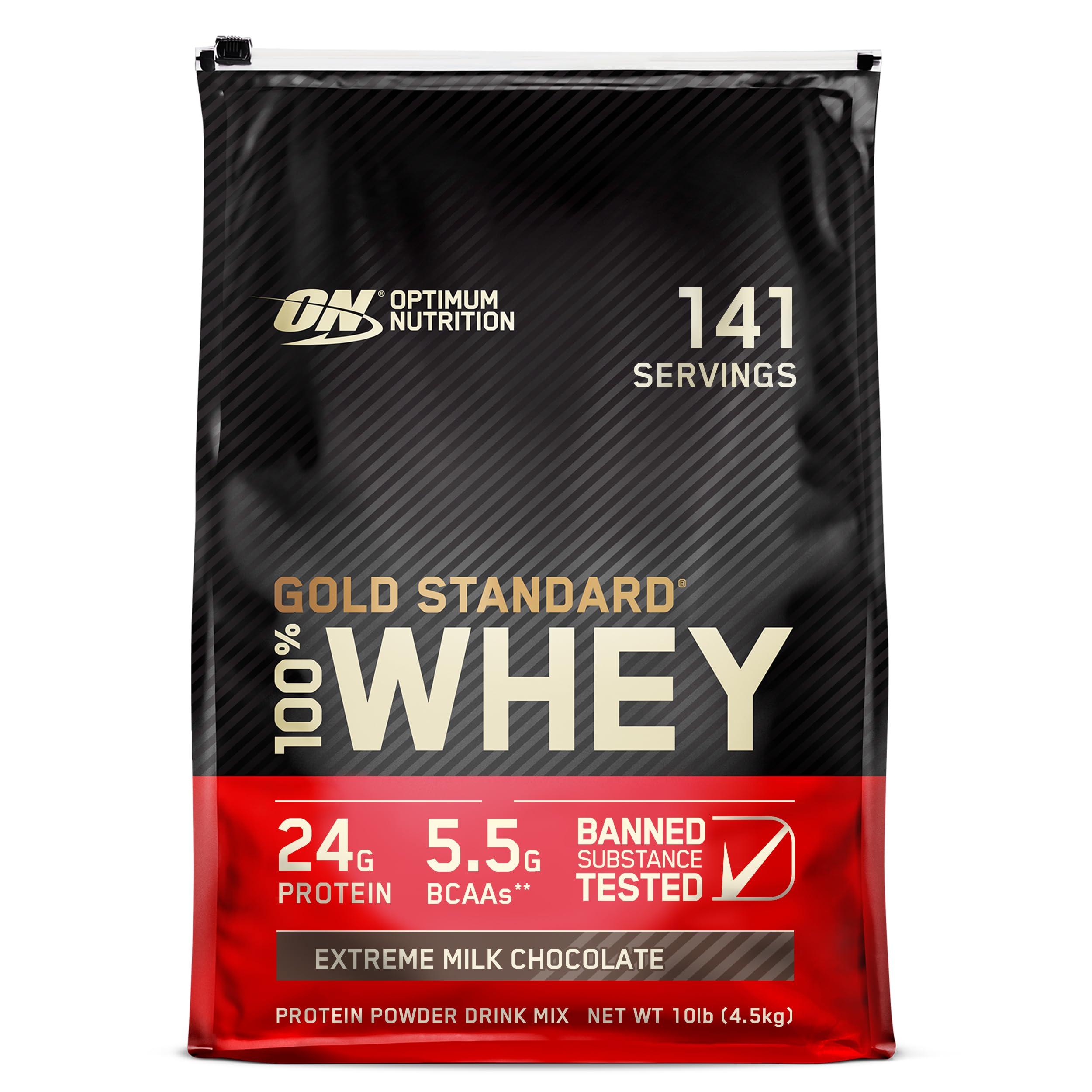 Optimum Nutrition Gold Standard 100% Whey Protein Powder - Extreme Milk Chocolate Flavor, 10lb Muscle Building Supplement for Post-Workout Recovery & Weight Gain - Gym, Fitness & Bodybuilding Essential