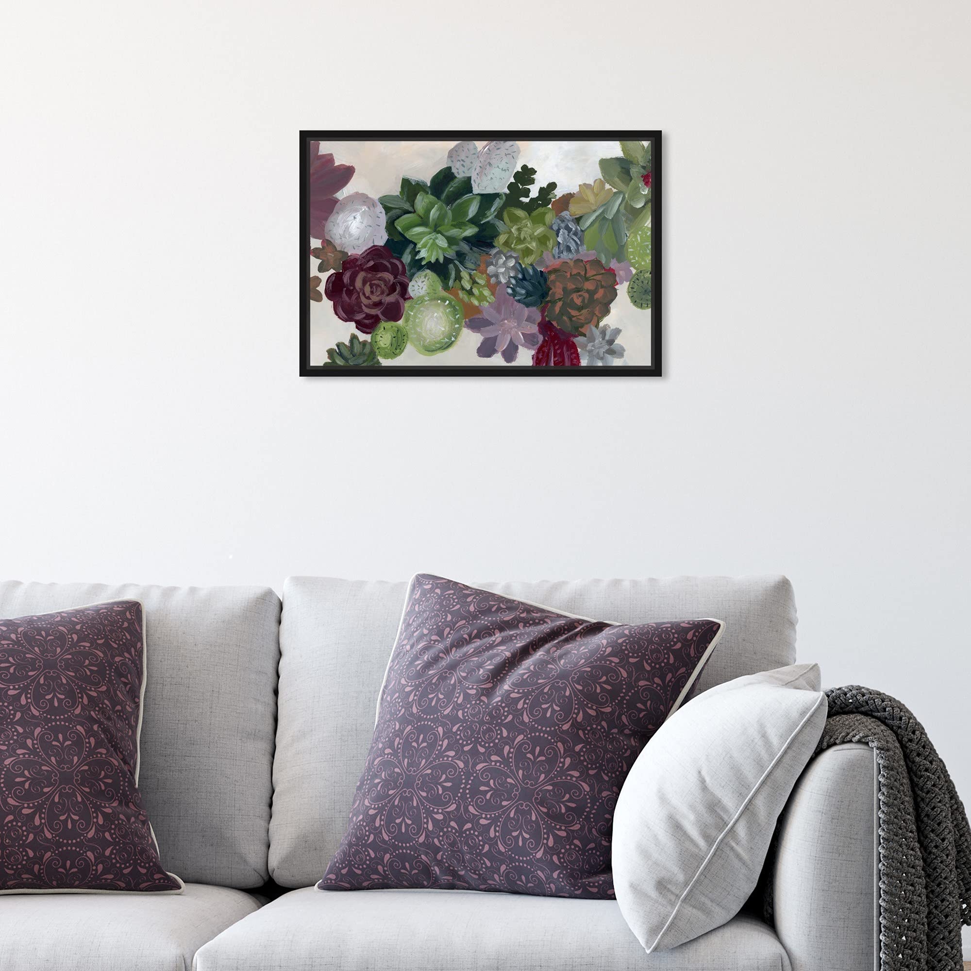 Oliver Gal Floral Wall Art Canvas Print - 15x10 Inch Botanical Cactus Garden Decor with Black Floating Frame | Perfect for Living Room, Bedroom & Office Wall Decor