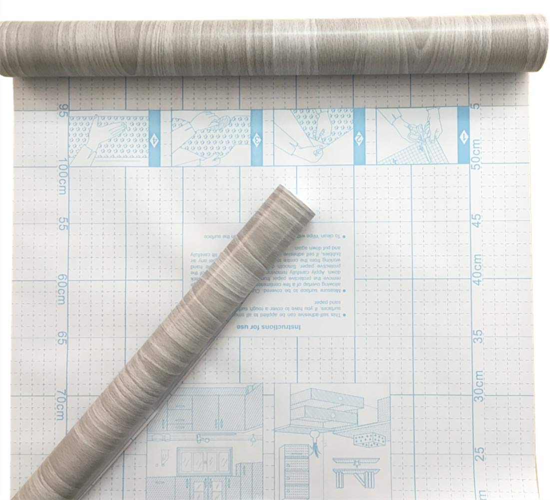 Grey Wood Grain Contact Paper for Furniture & Cabinets - DIY Drawer & Shelf Liner