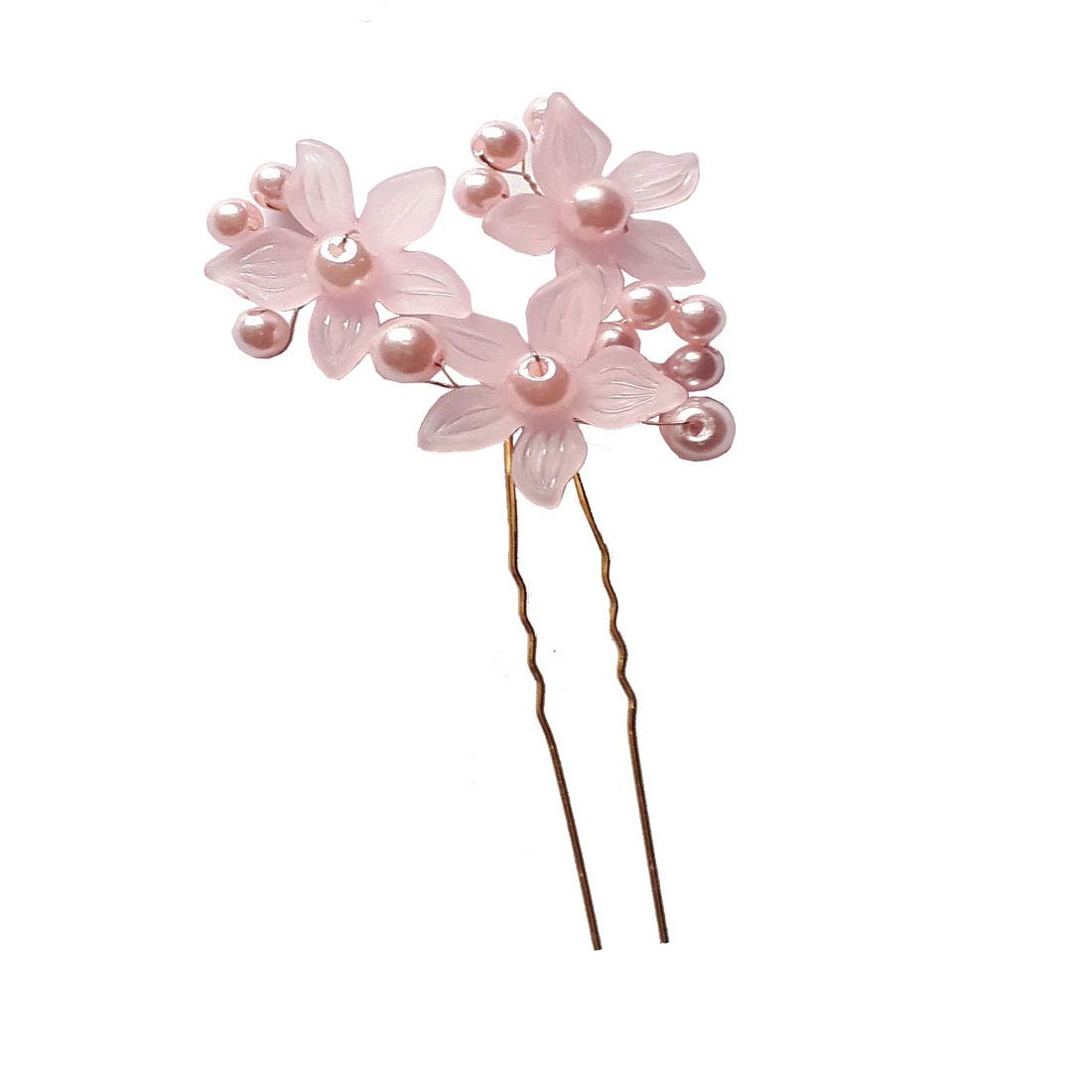 GadinFashion™ Stylish Juda Pins for Bridal Hair - Floral Hair Accessories for Women & Girls - Pink Hair Decoration Pins (Pack of 1) - Perfect for Weddings, Parties & Special Occasions