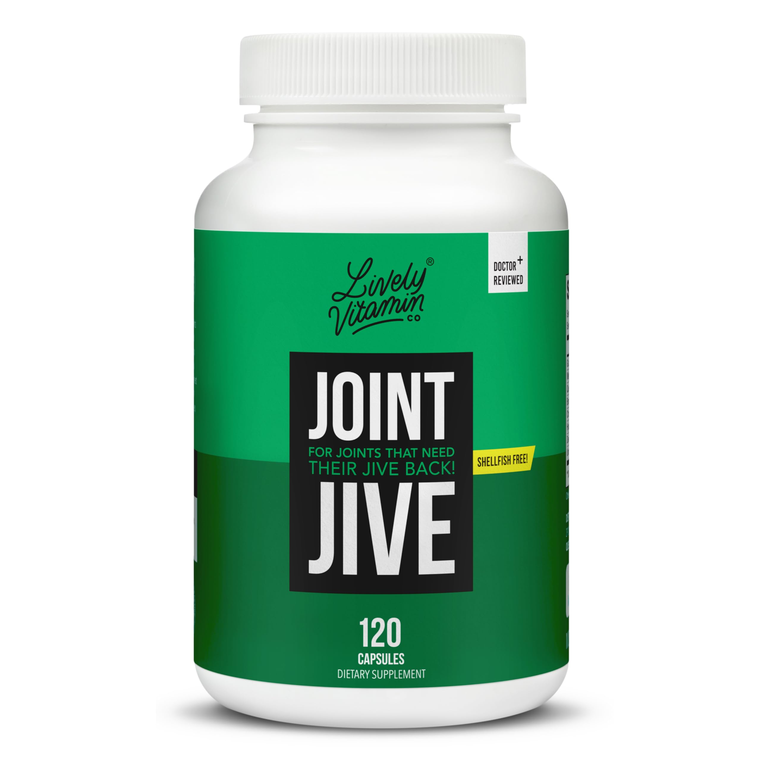 LIVELY VITAMIN CO. Joint Jive - Advanced Joint Support Supplement with Collagen, Glucosamine, MSM, Quercetin & Chondroitin - Shellfish-Free Formula for Knee, Ankle, Neck, Shoulder & Back Pain Relief - 240 Capsules - Ideal for Active Lifestyles & Arthritis Support