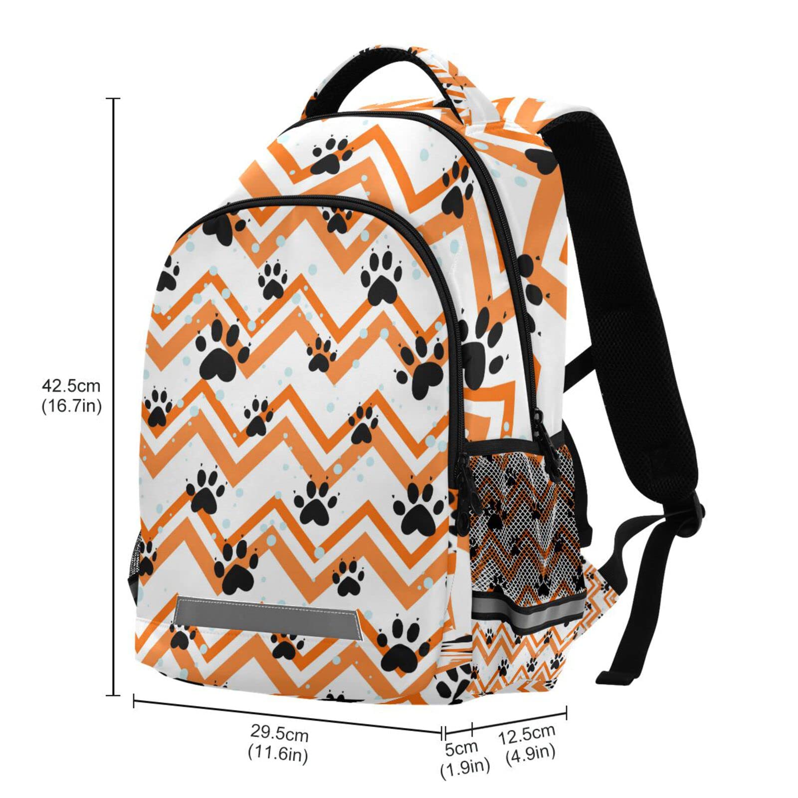 Acpiggto Laptop Backpack - Stylish Cat & Dog Paw Print Rucksack for Travel, Hiking, Gym & Camping | Durable Orange & Black Striped Daypack for Work, School & Outdoor Adventures