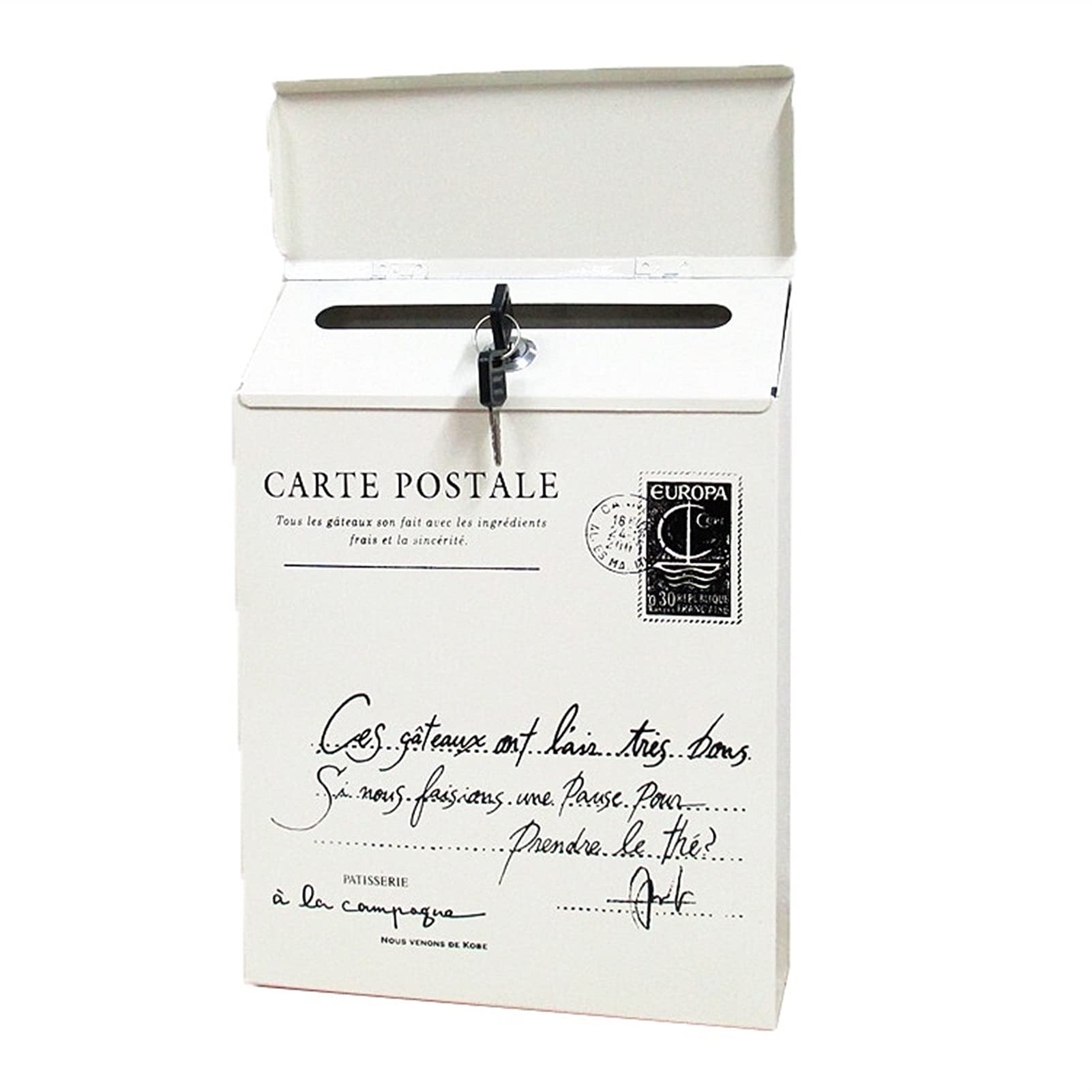 Vintage Retro Wall Mount Mailbox - Waterproof Outdoor Mailbox for Letters & Newspapers - Classic White Mailbox for Home, Garden, Porch, and Office Use