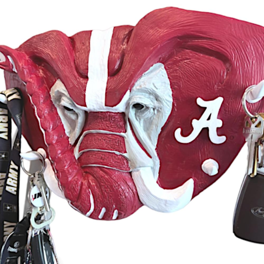Alabama Crimson Tide Wall Hook Rack - 6 Bronze Hooks for College Dorm Room Organization | Perfect for Hanging Hats, Bags, Coats & Towels in Bedroom or Entryway